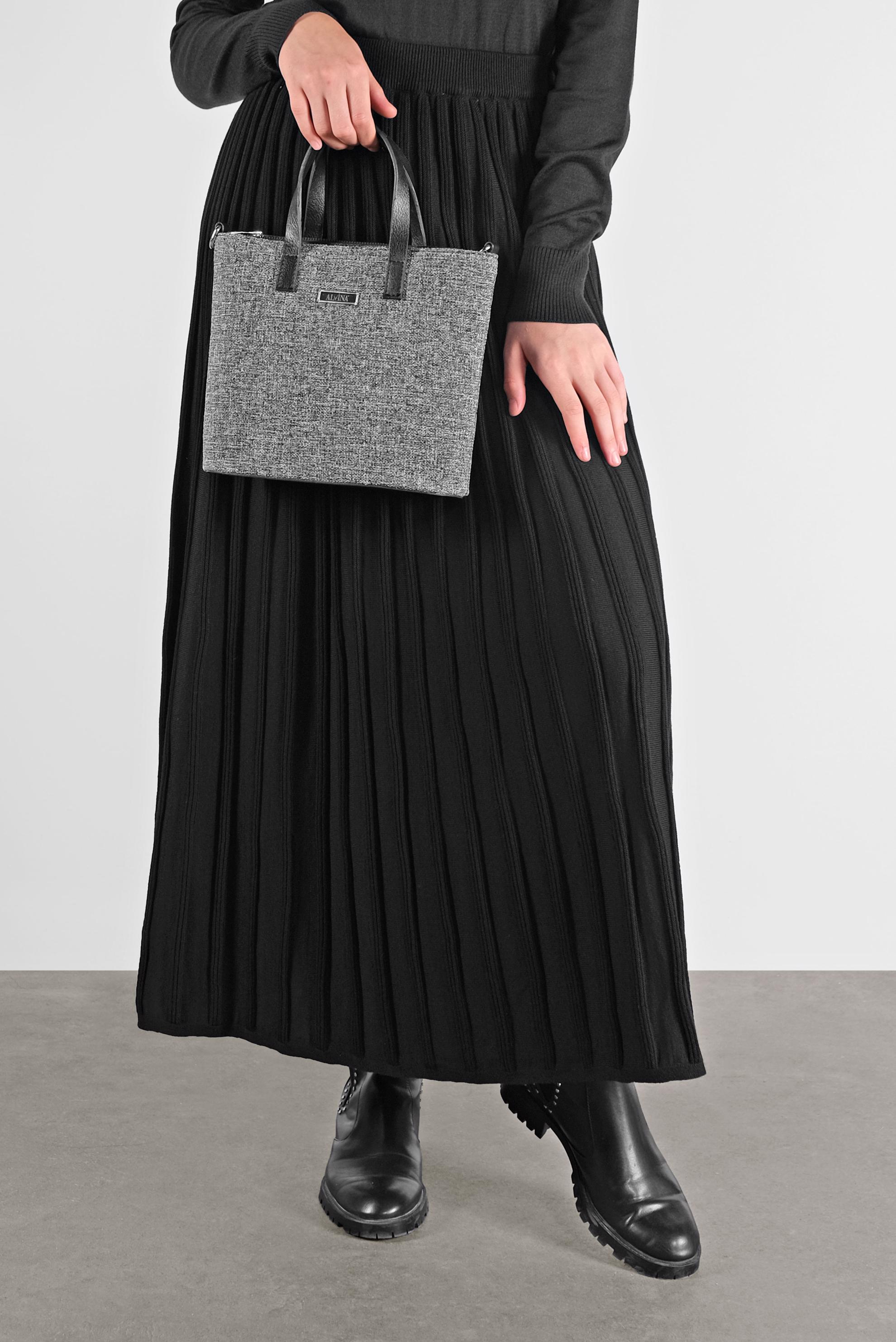 Tesettür giyim SİYAH FİTİLLİ TRİKO ETEK  60104 