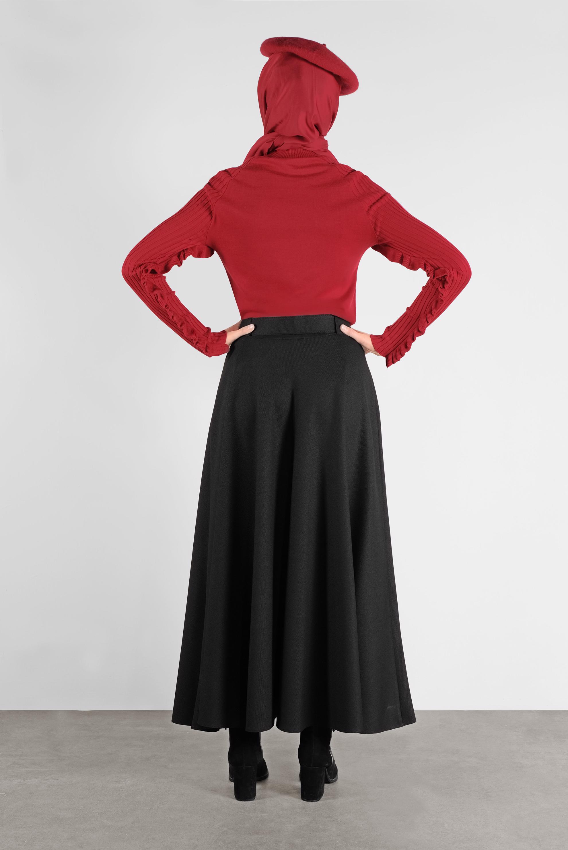 Tesettür giyim SİYAH GENİŞ KESİM ETEK 60105 