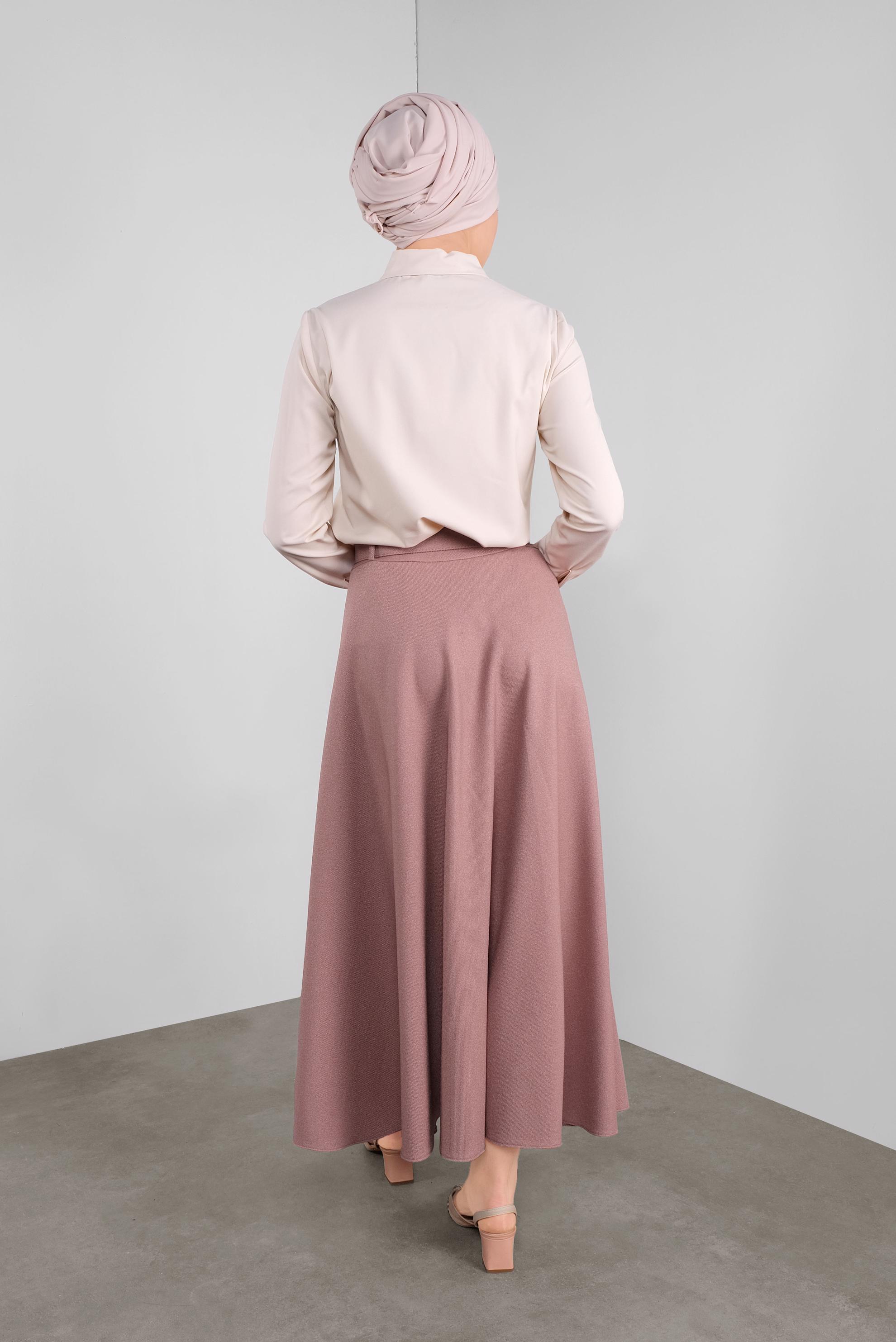 Tesettür giyim PUDRA GENİŞ KESİM ETEK 60105 