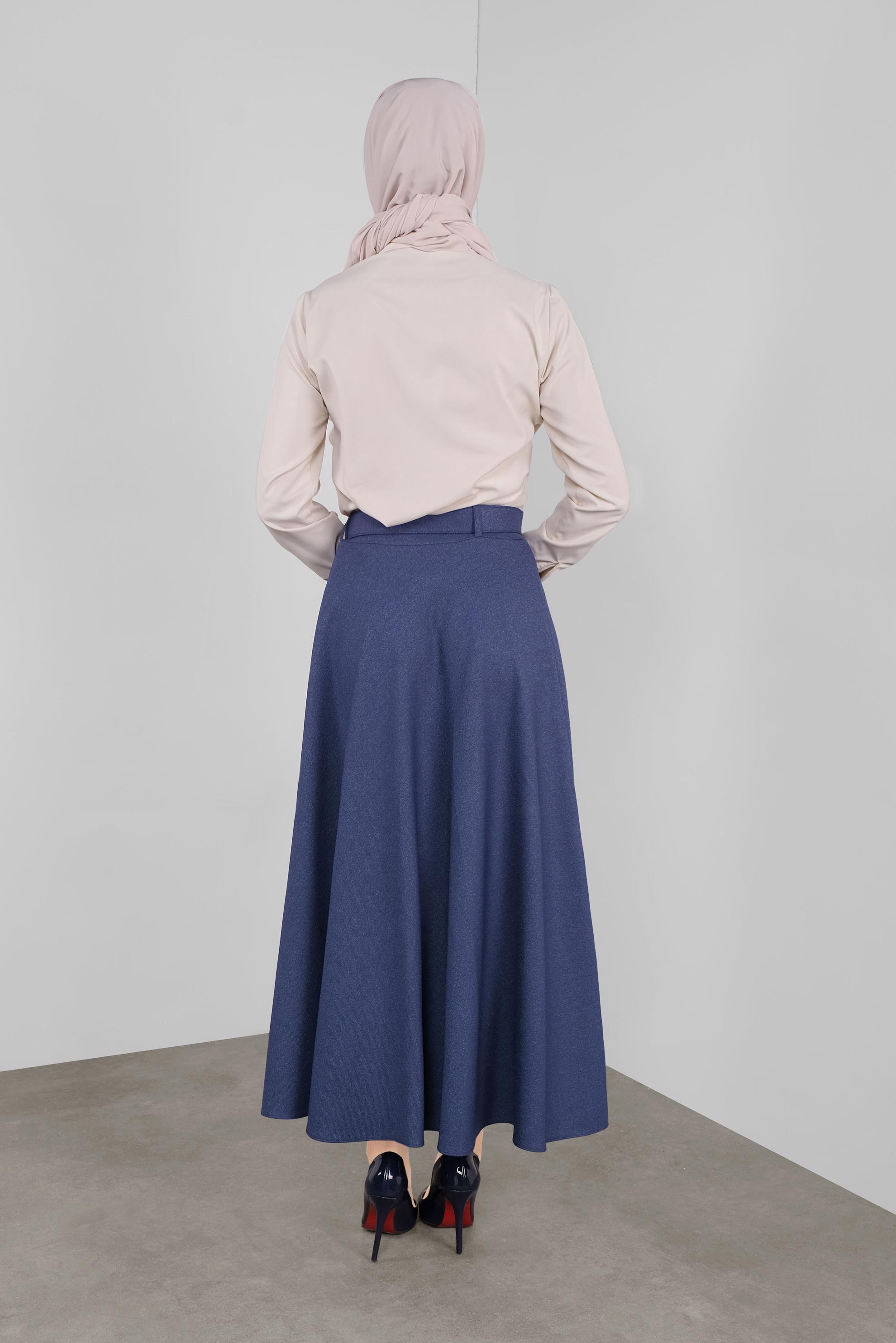 Tesettür giyim LACİVERT GENİŞ KESİM ETEK 60105 