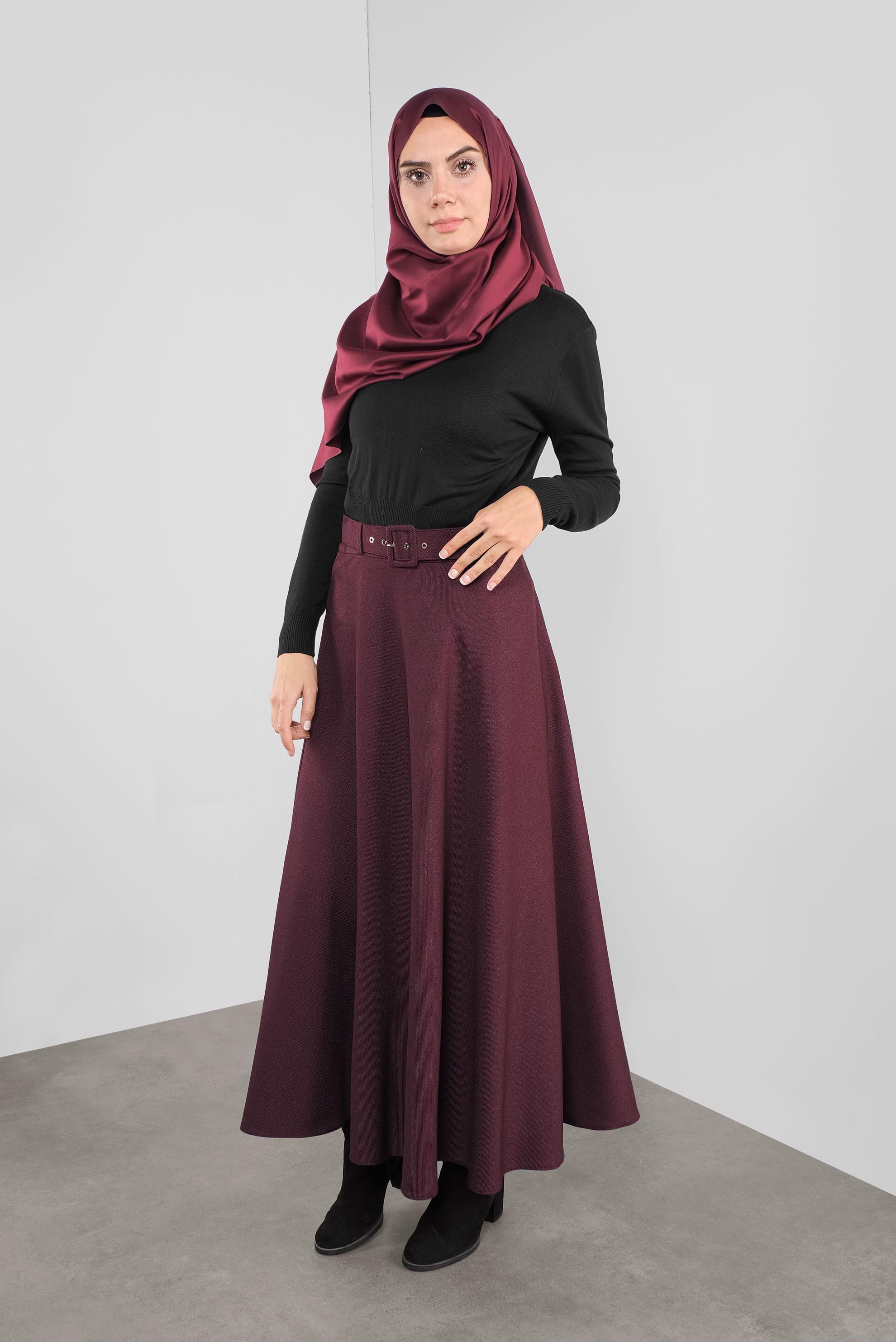 Tesettür giyim MÜRDÜM GENİŞ KESİM ETEK 60105 