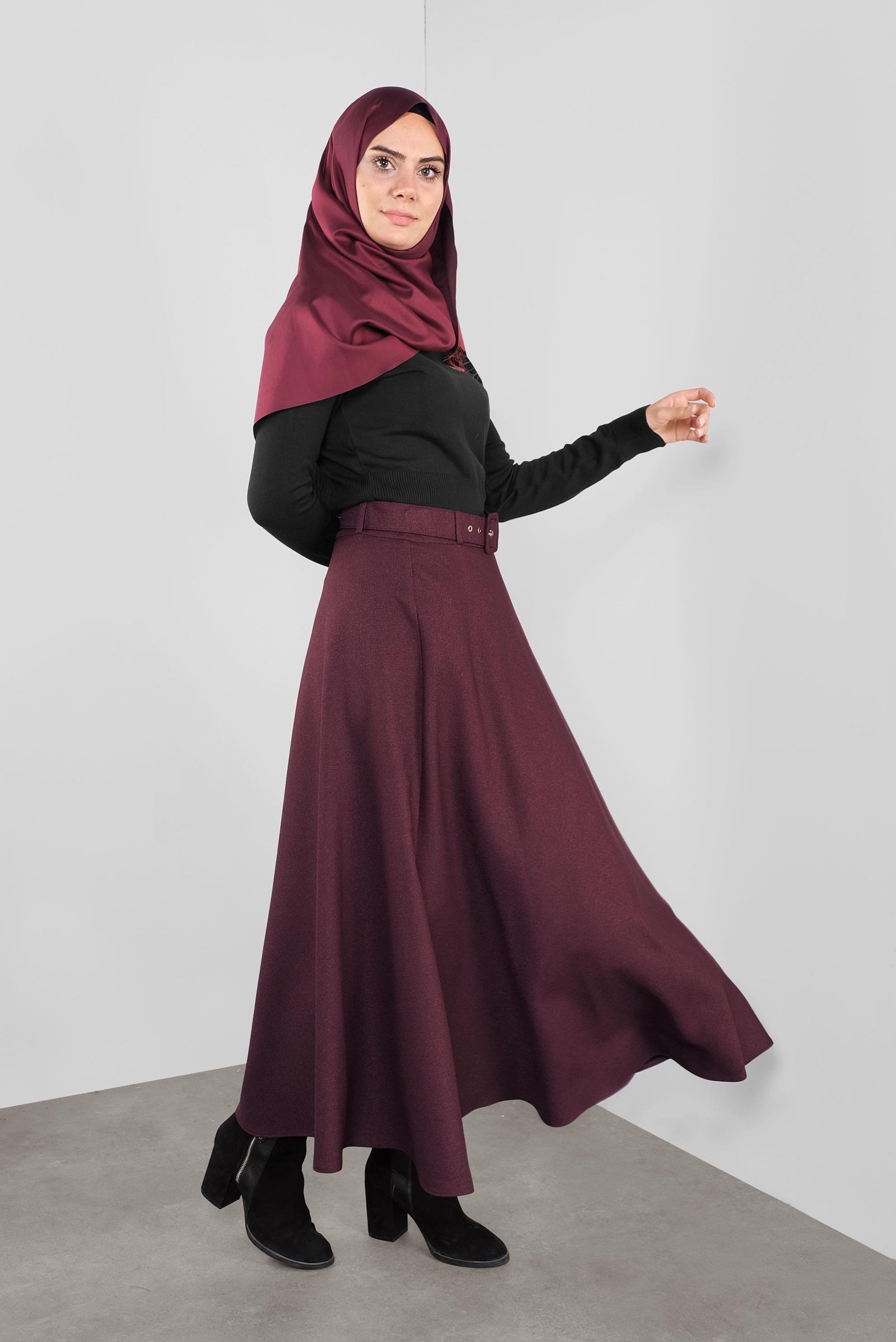 Tesettür giyim MÜRDÜM GENİŞ KESİM ETEK 60105 
