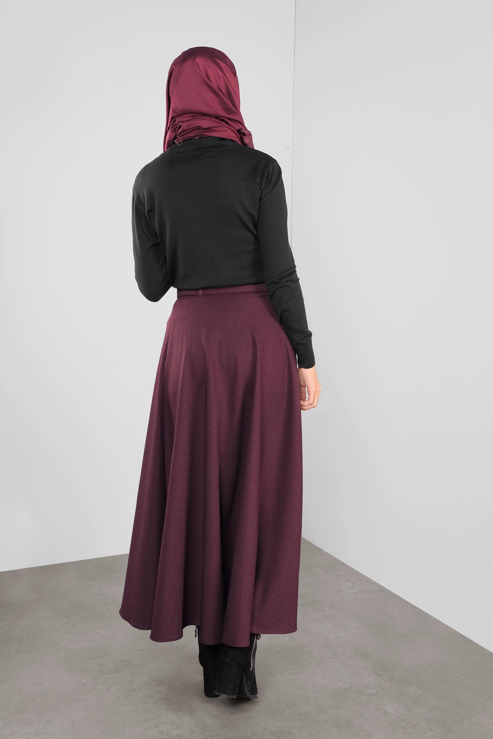 Tesettür giyim MÜRDÜM GENİŞ KESİM ETEK 60105 