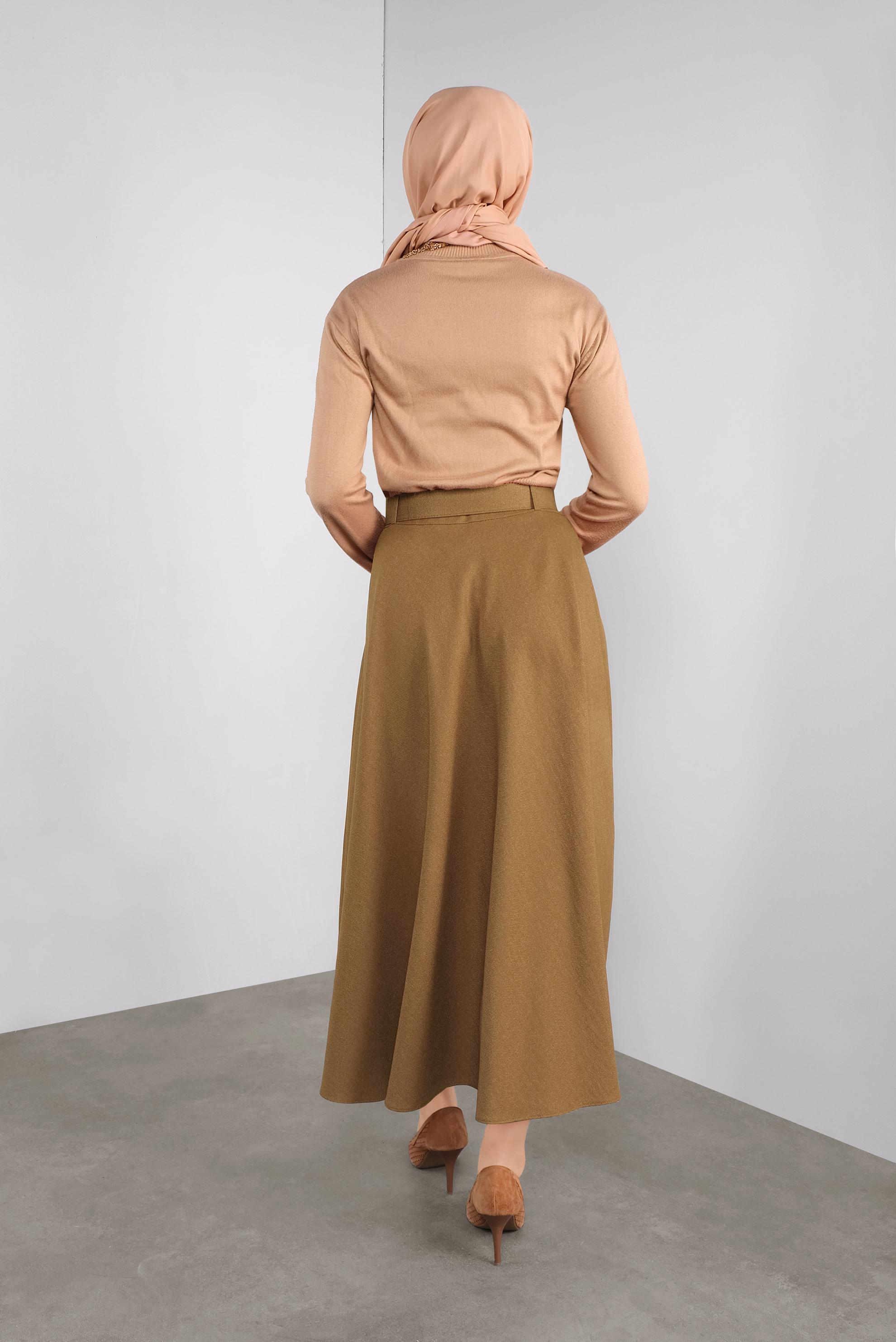 Tesettür giyim SARI GENİŞ KESİM ETEK 60105 