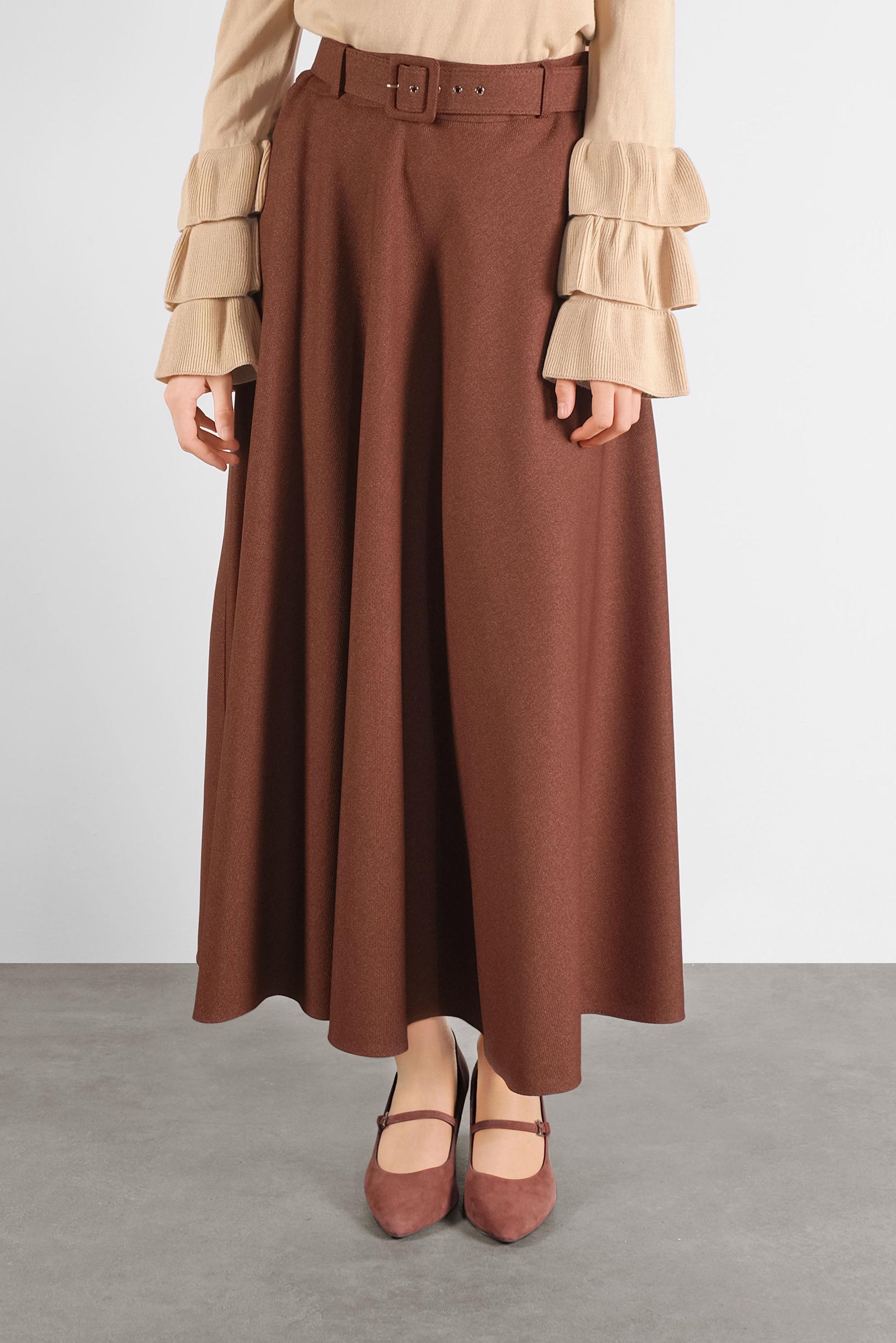 Tesettür giyim KAHVE GENİŞ KESİM ETEK 60105 