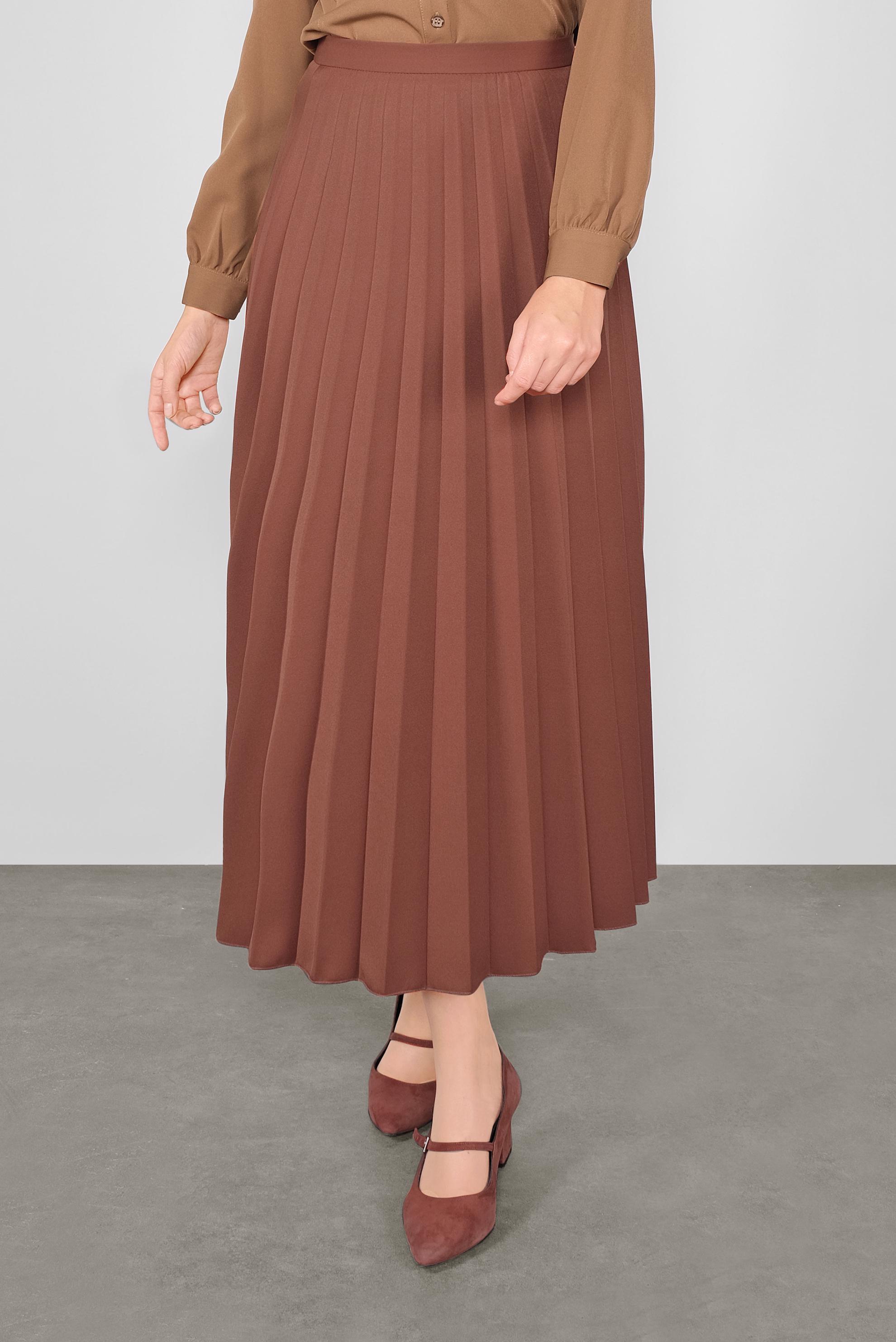 Tesettür giyim KAHVE PİLELİ ETEK 60107