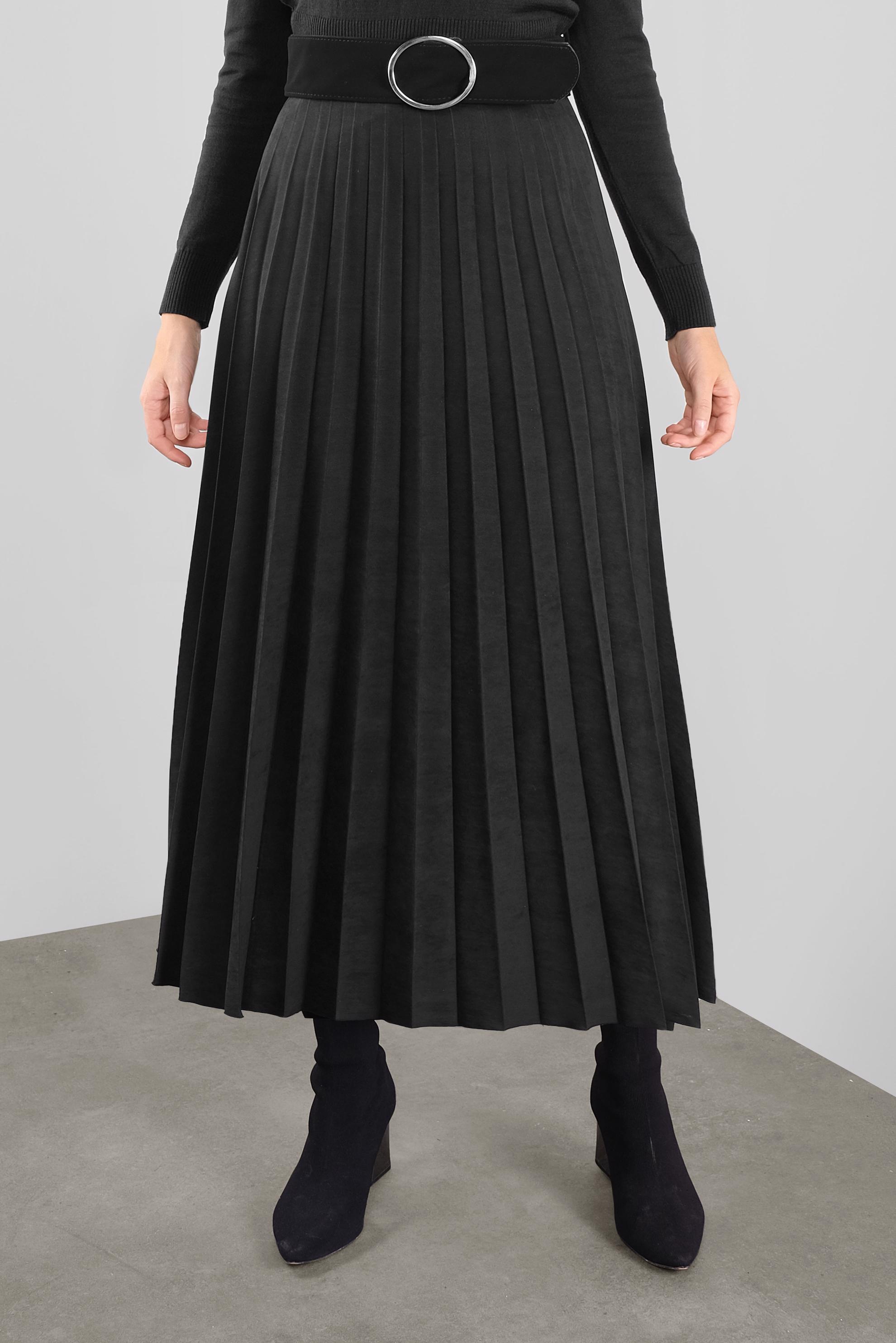 Tesettür giyim SİYAH PİLİSELİ ETEK 60108 