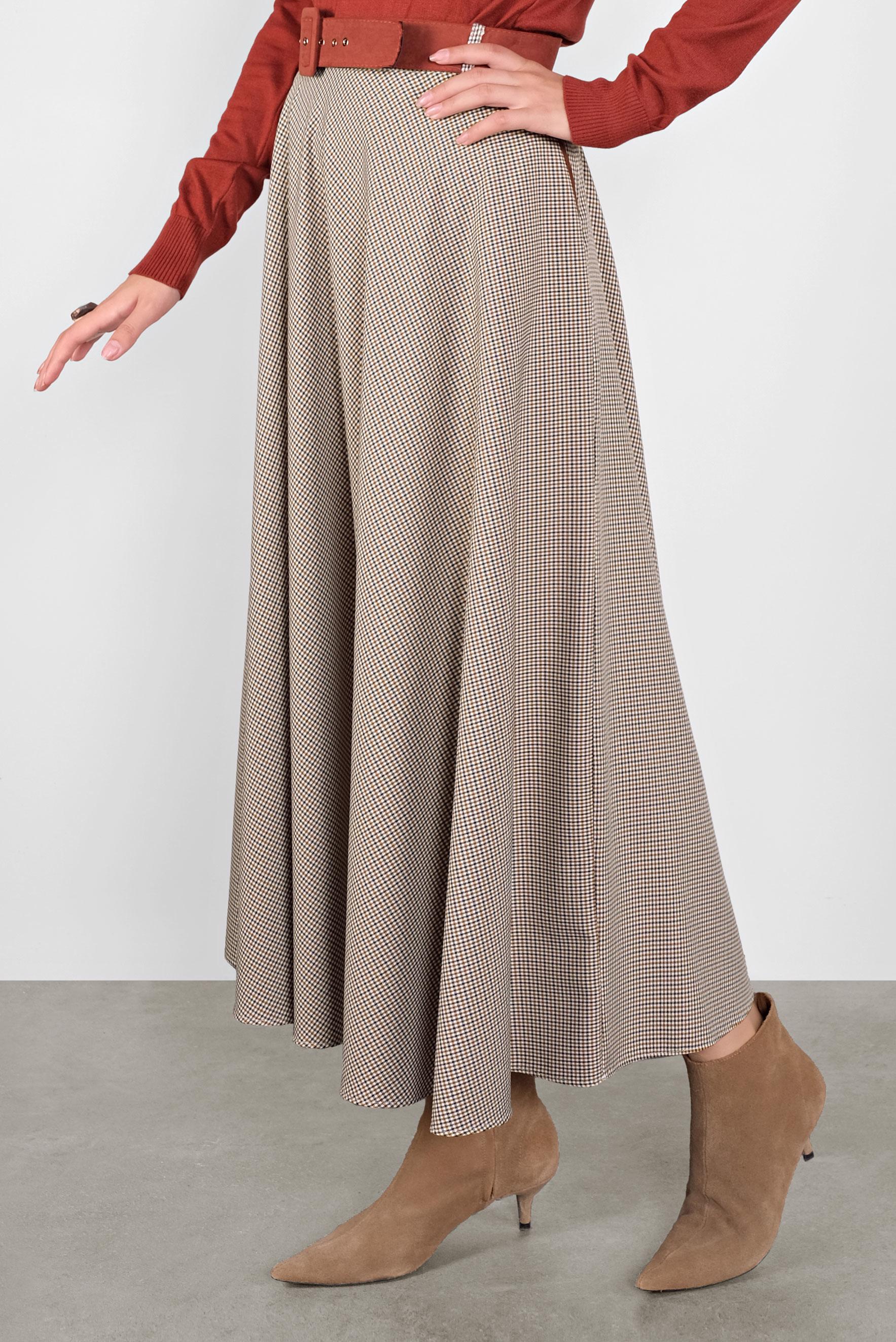 Tesettür giyim TURUNCU EKOSE ÇAN ETEK 60112 