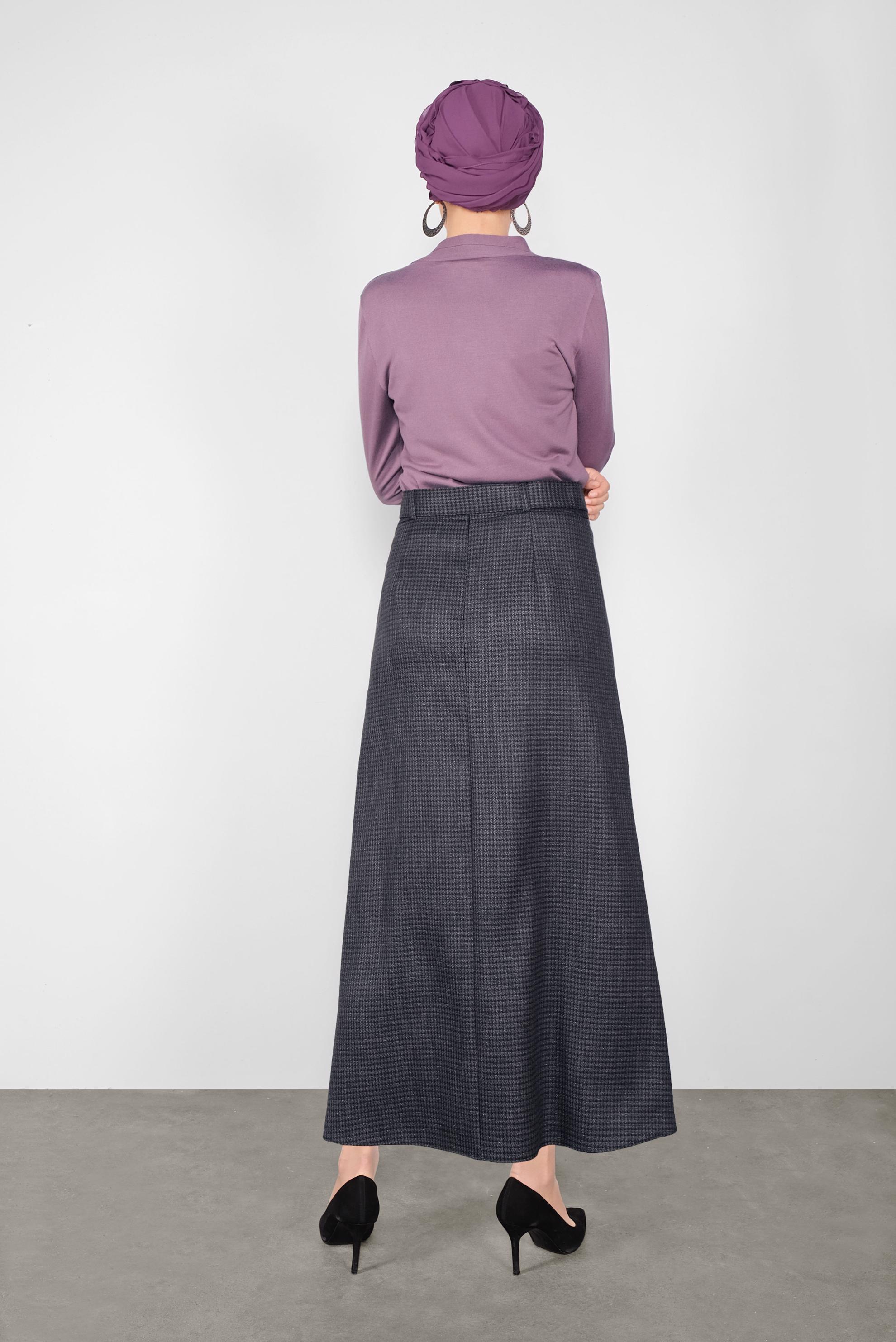 Tesettür giyim SİYAH SİMLİ DÜĞMELİ ETEK 60114