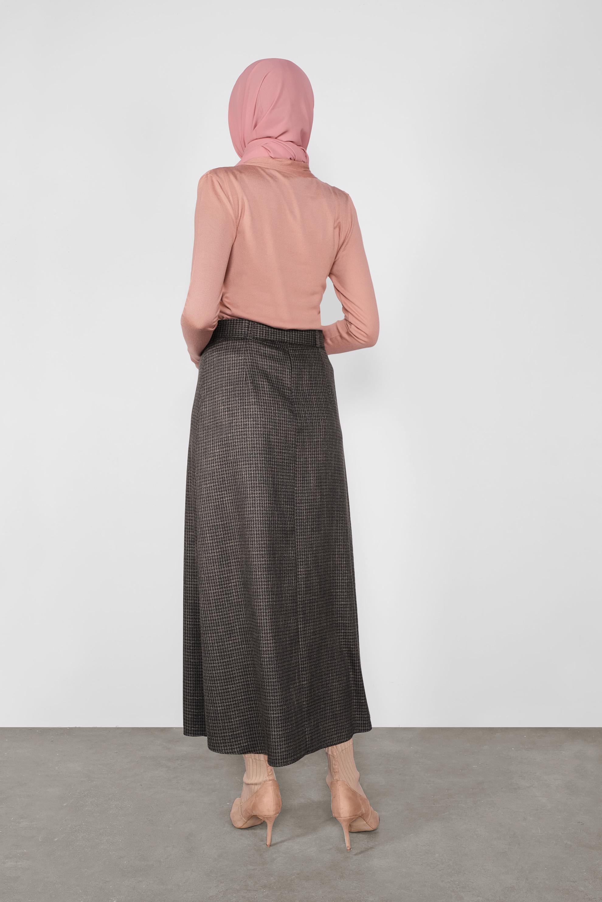 Tesettür giyim SİYAH SİMLİ DÜĞMELİ ETEK 60114