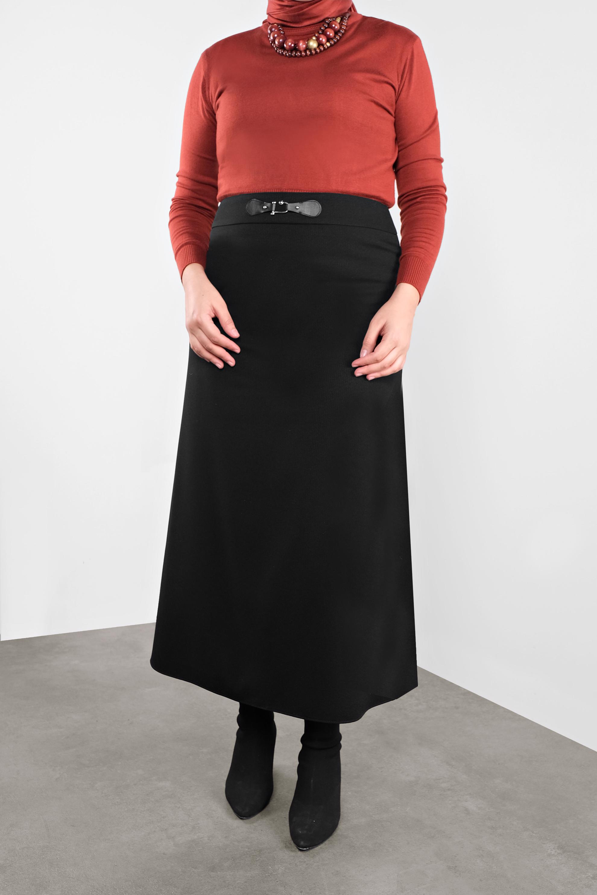 Hijab clothing BLACK CLASP-FRONT SKIRT 60116