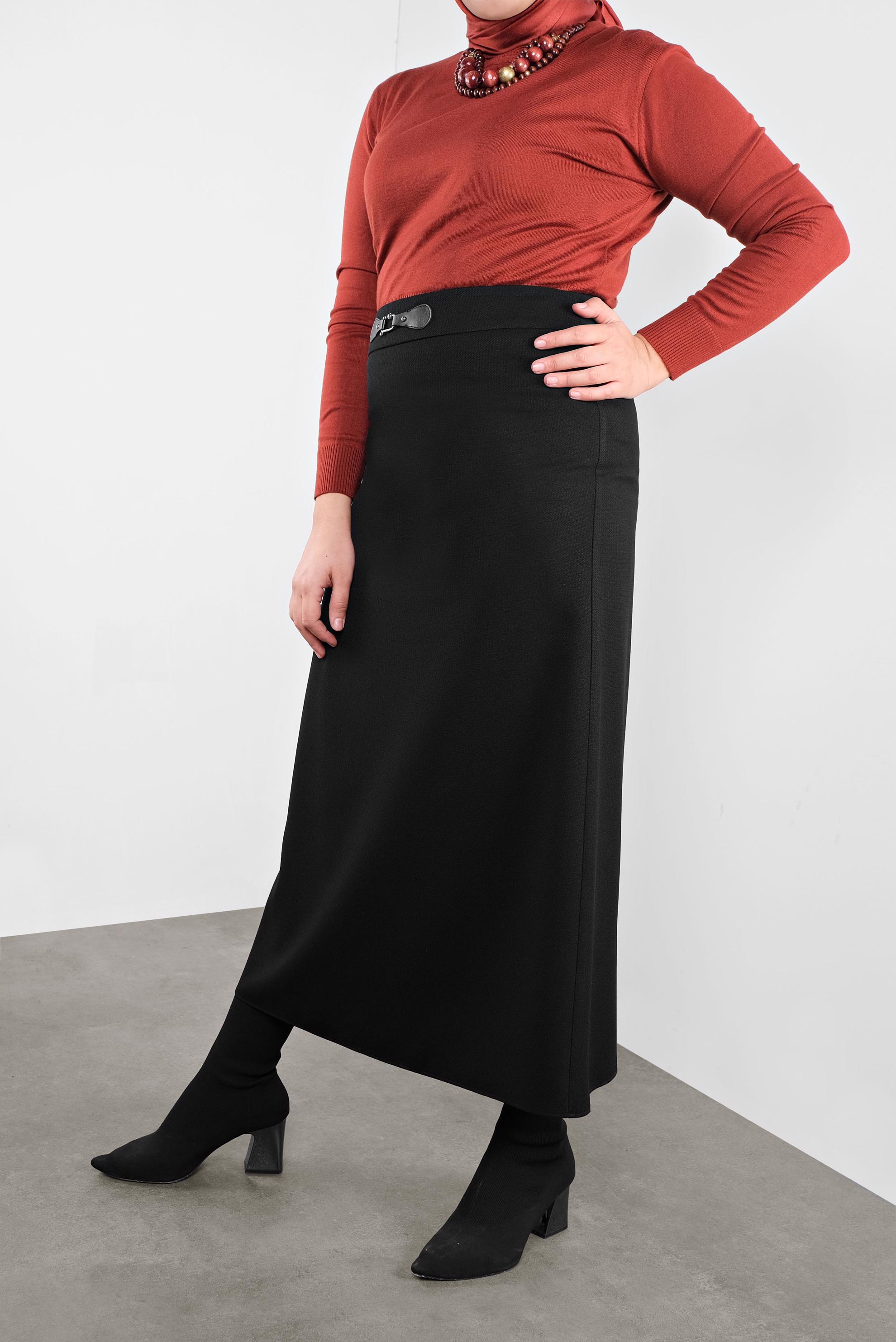 Hijab clothing BLACK CLASP-FRONT SKIRT 60116