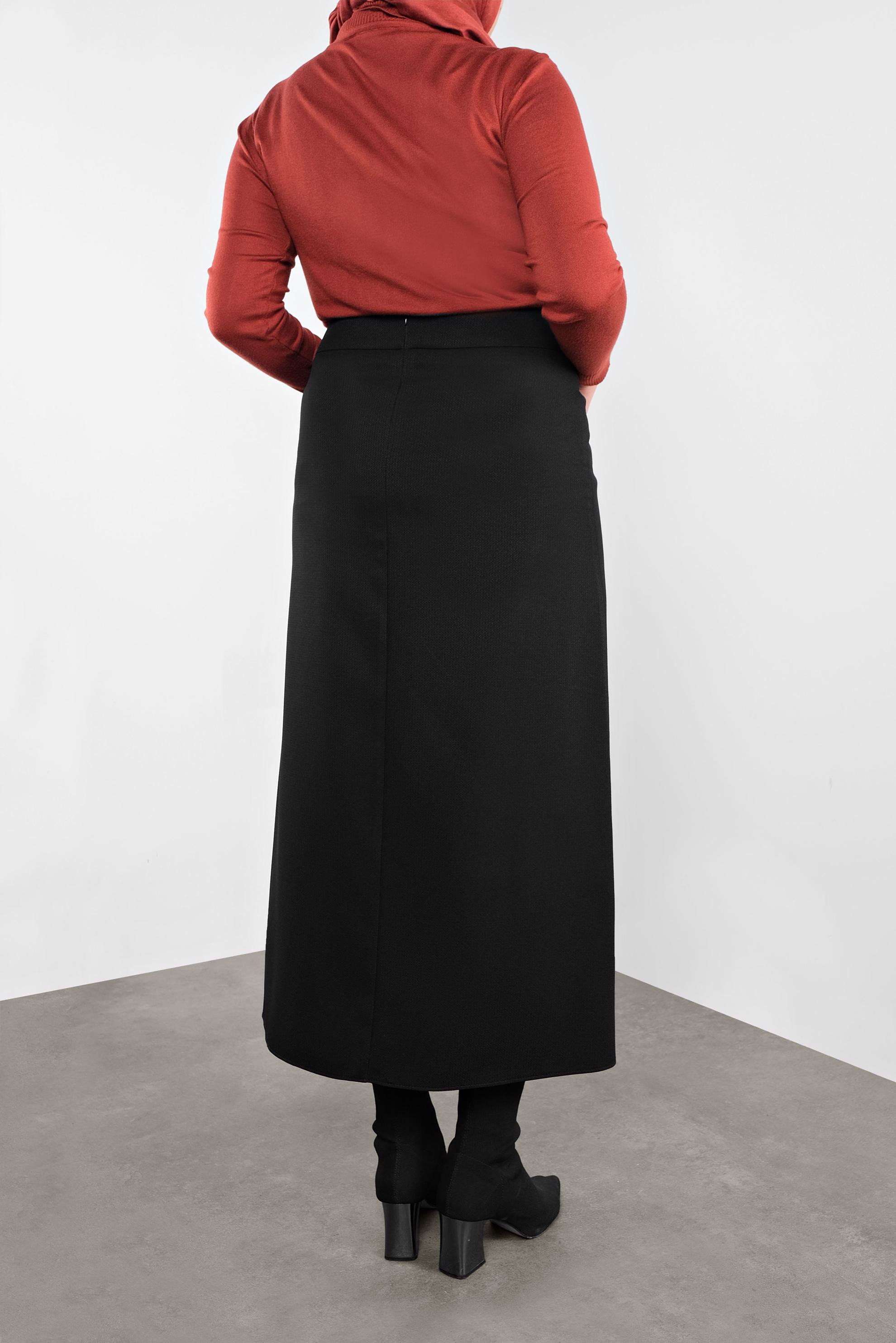 Hijab clothing BLACK CLASP-FRONT SKIRT 60116