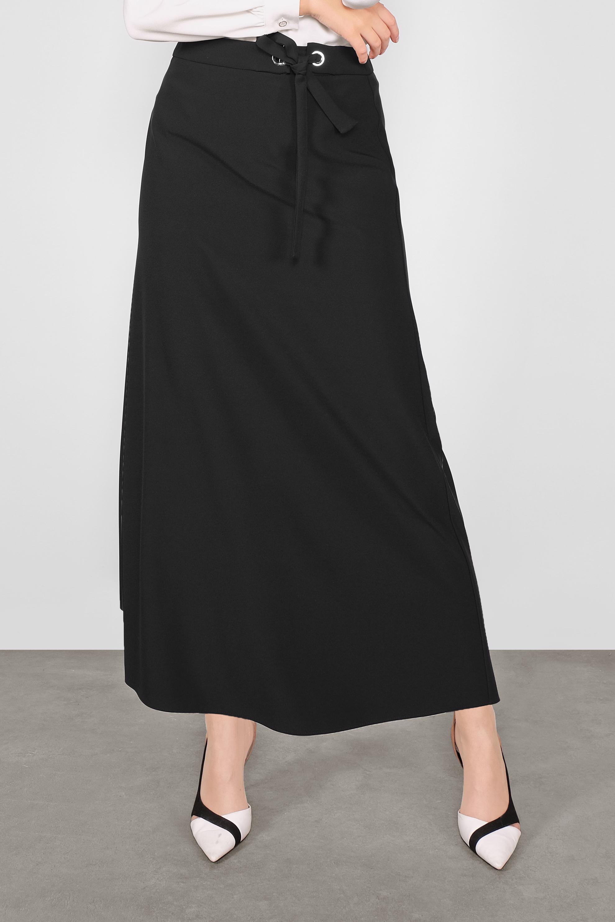 Tesettür giyim SİYAH BEL KISMI BAĞCIK DETAYLI ETEK 60119