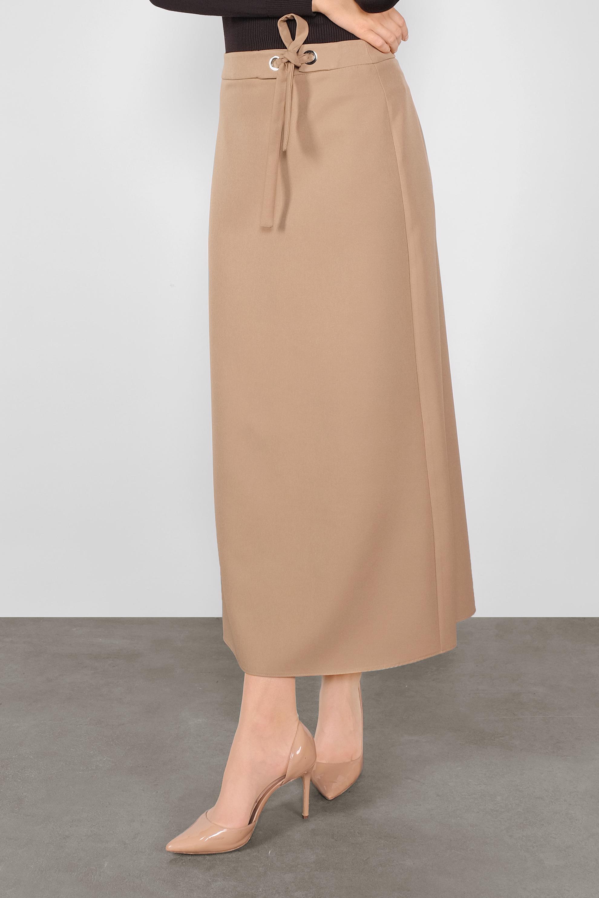 Tesettür giyim BEJ BEL KISMI BAĞCIK DETAYLI ETEK 60119