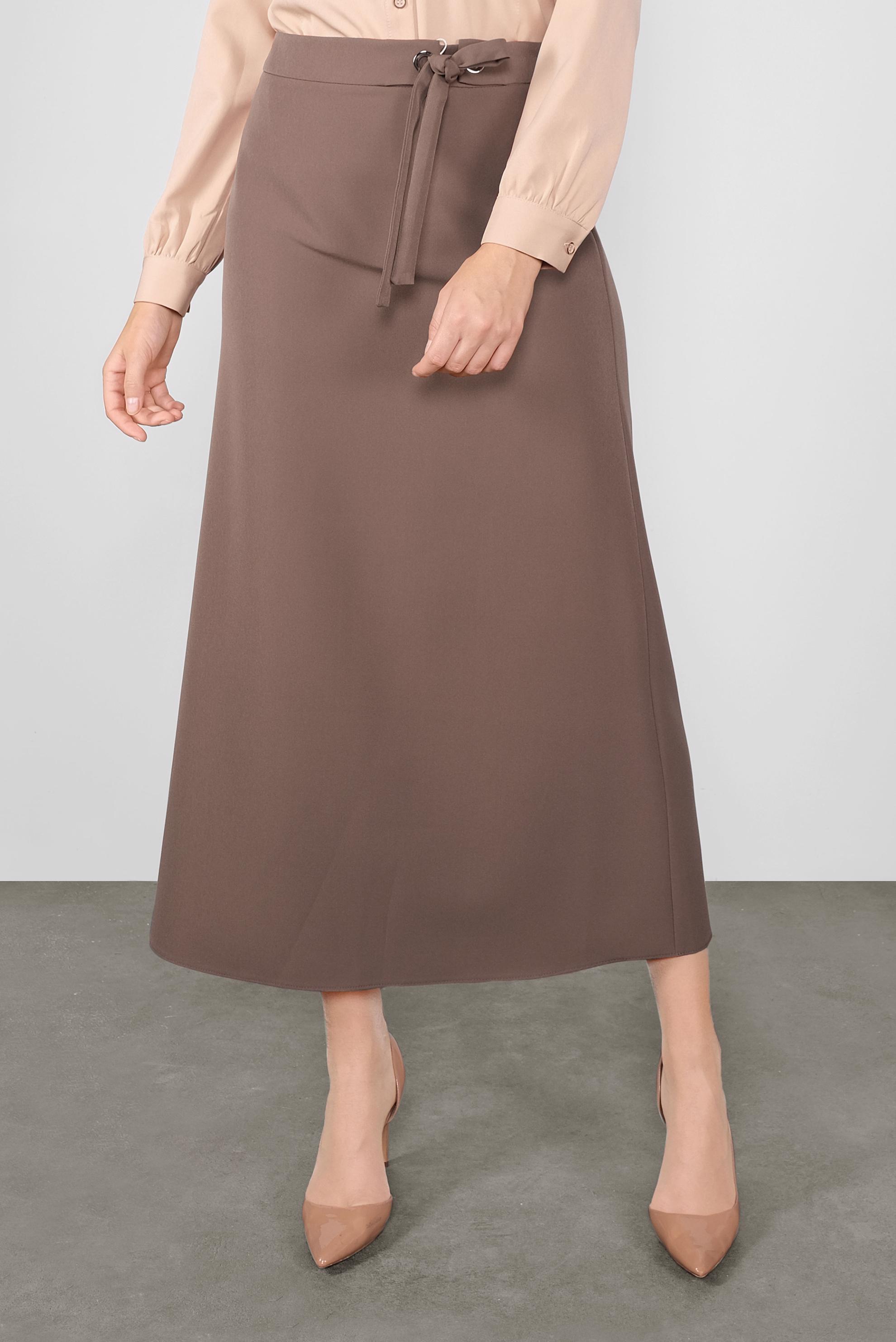 Tesettür giyim VİZON BEL KISMI BAĞCIK DETAYLI ETEK 60119