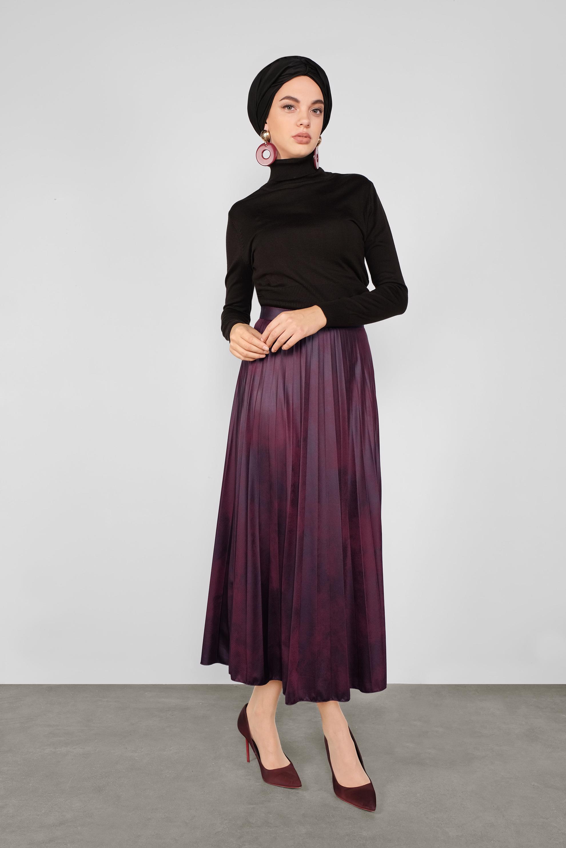 Tesettür giyim MÜRDÜM PİLELİ SALAŞ ETEK 60120