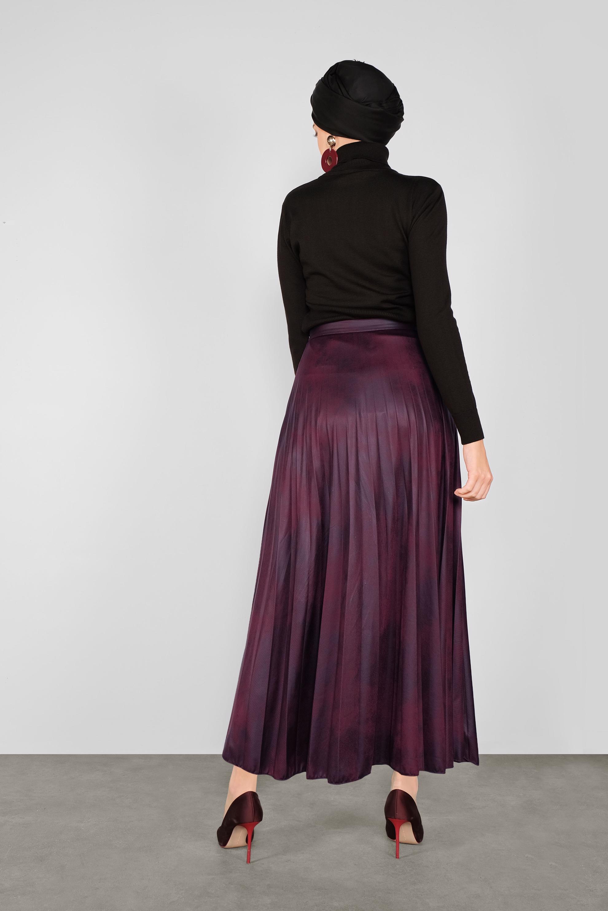 Tesettür giyim MÜRDÜM PİLELİ SALAŞ ETEK 60120