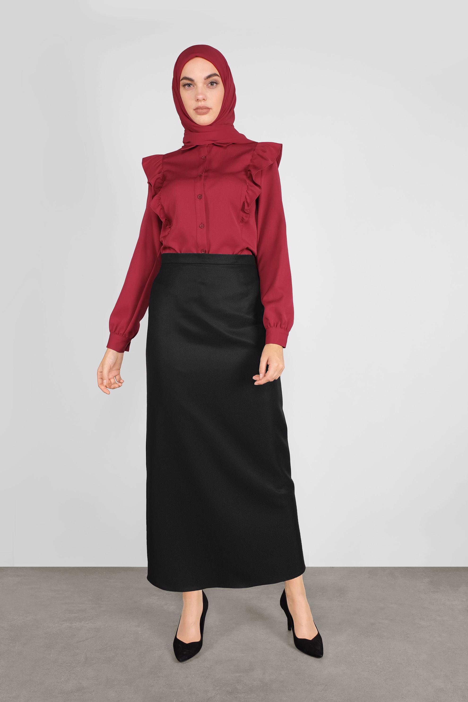 Tesettür giyim SİYAH YÜKSEK BEL ETEK 60122