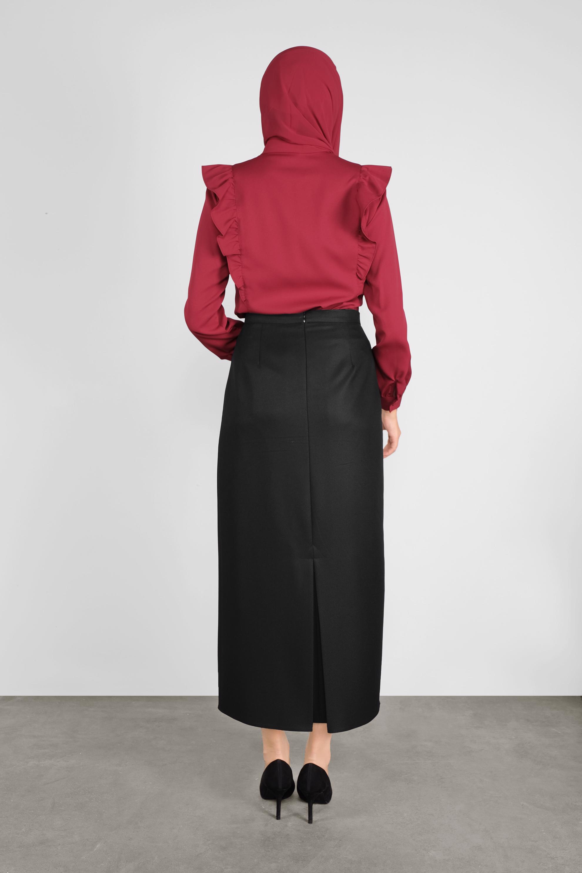 Tesettür giyim SİYAH YÜKSEK BEL ETEK 60122