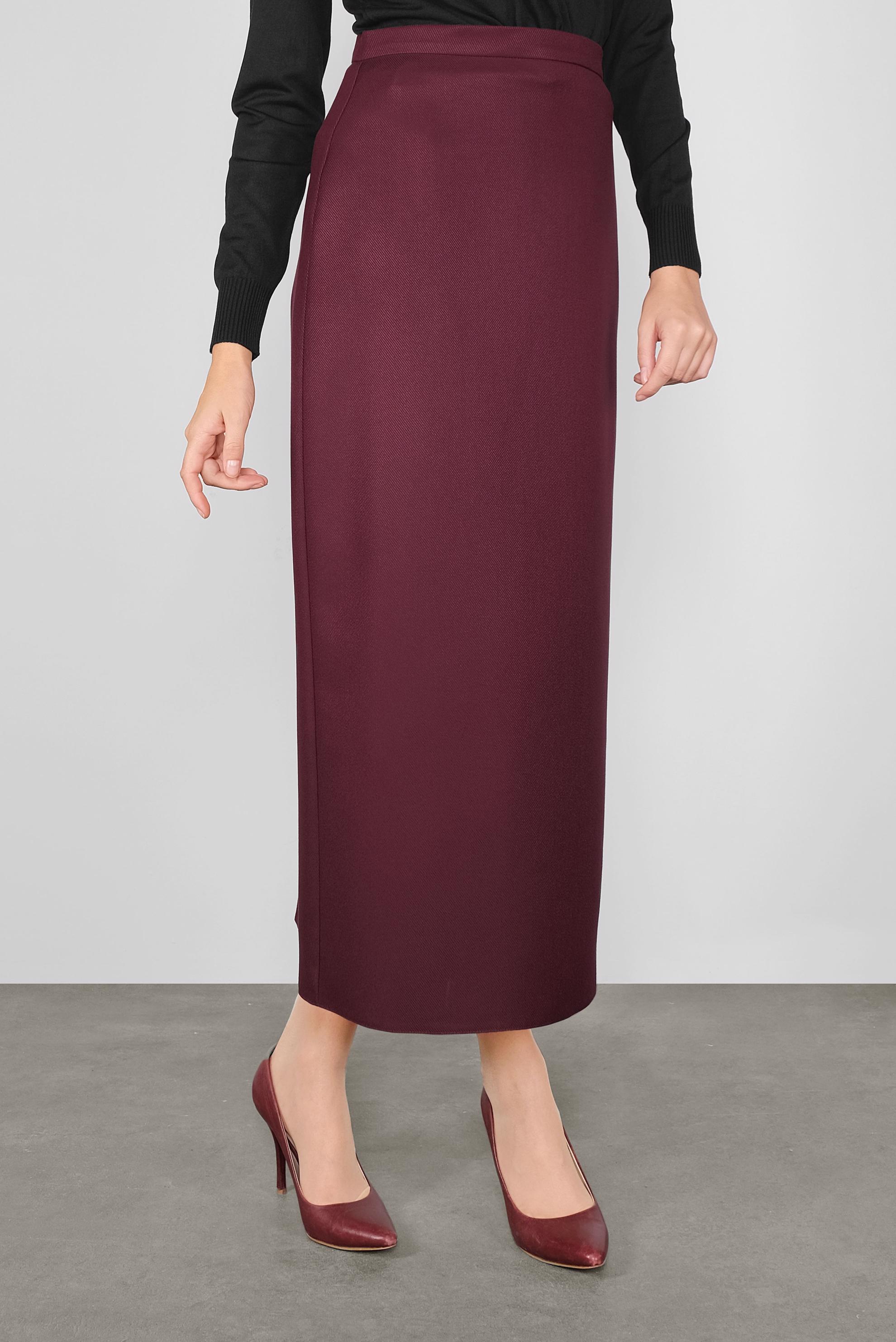 Tesettür giyim BORDO YÜKSEK BEL ETEK 60122