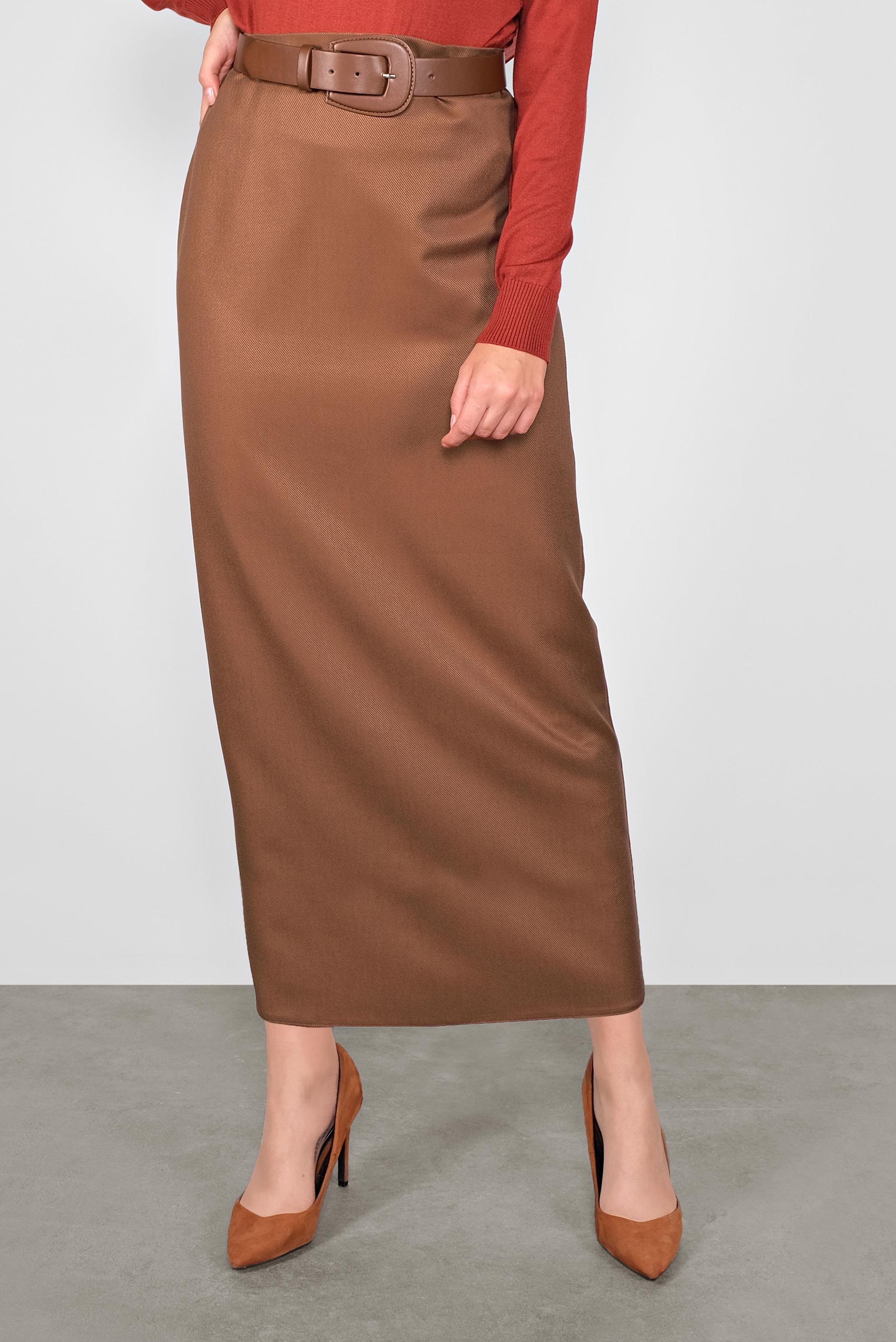 Tesettür giyim TABA YÜKSEK BEL ETEK 60122