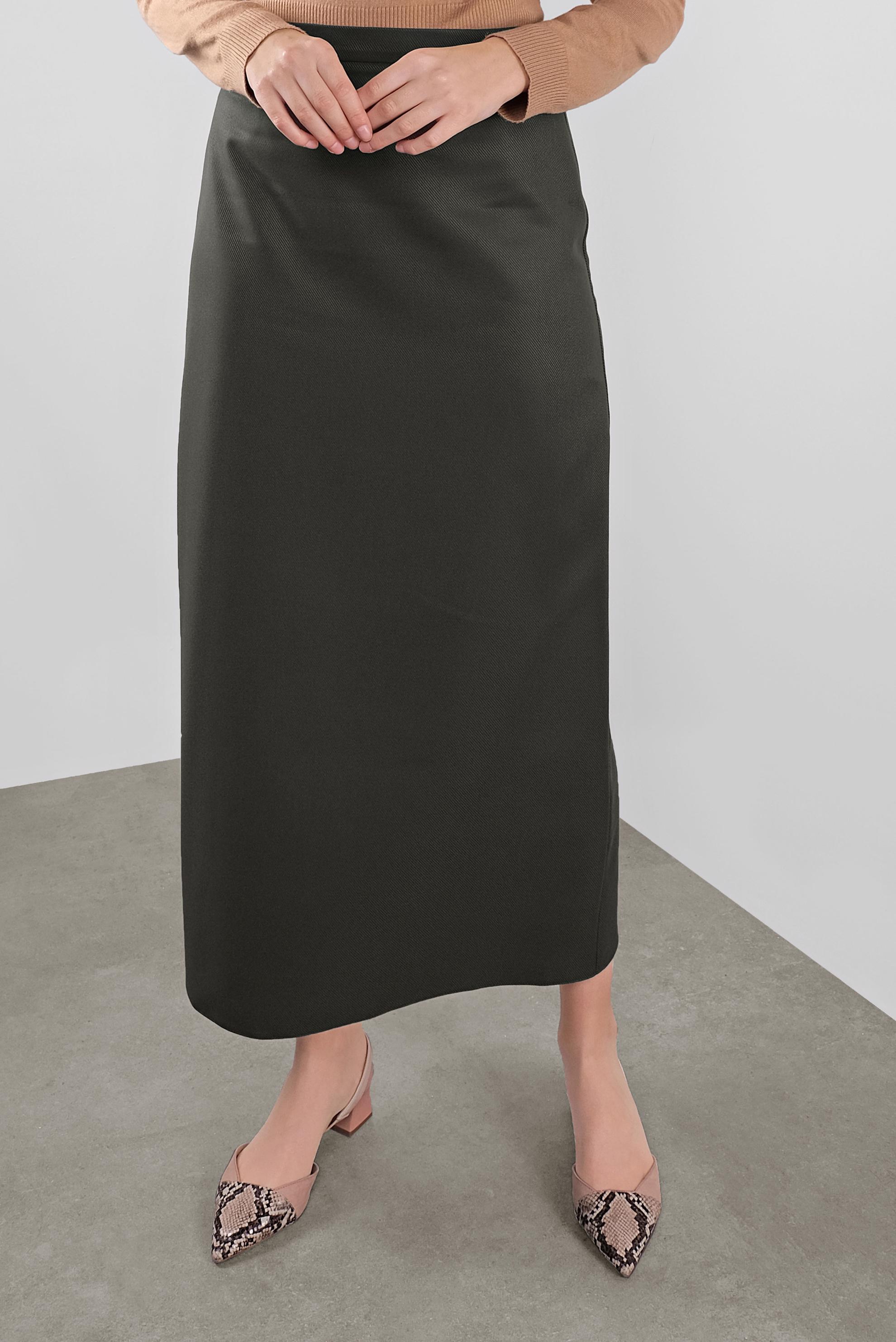 Tesettür giyim HAKİ YÜKSEK BEL ETEK 60122