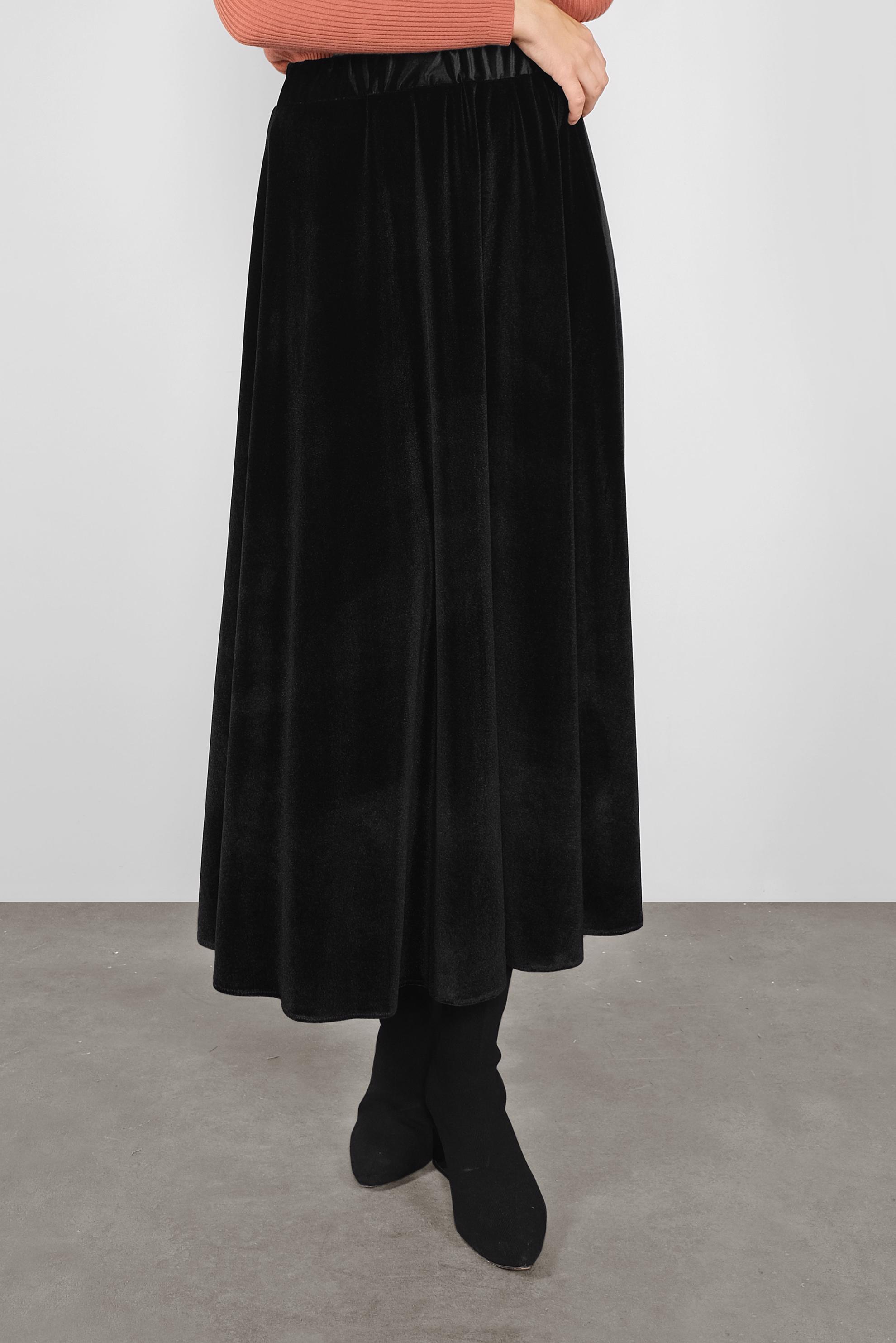 Tesettür giyim SİYAH SALAŞ KADİFE ETEK  60123 