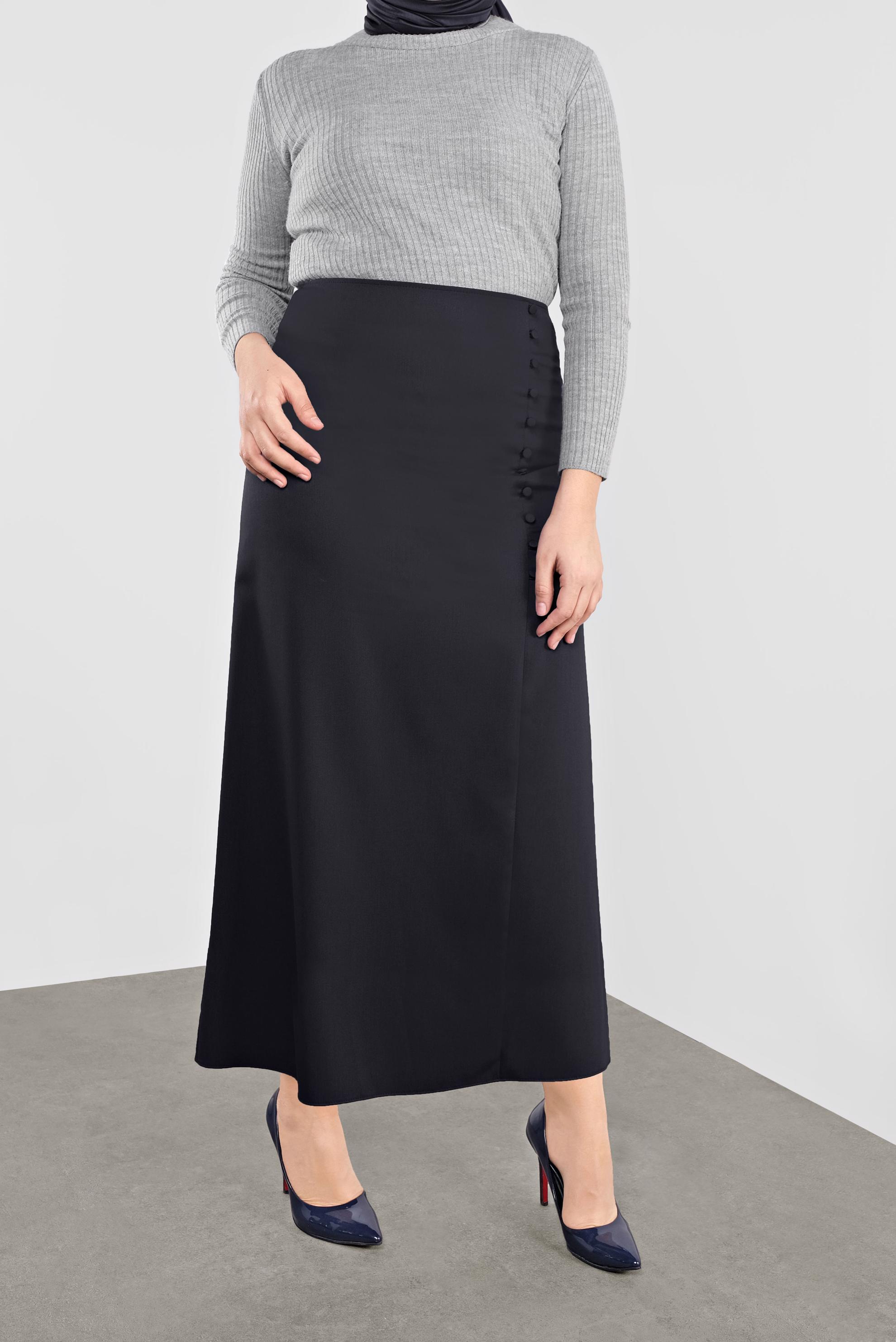 Hijab clothing NAVY BLUE BUTTONED SKIRT 60125 