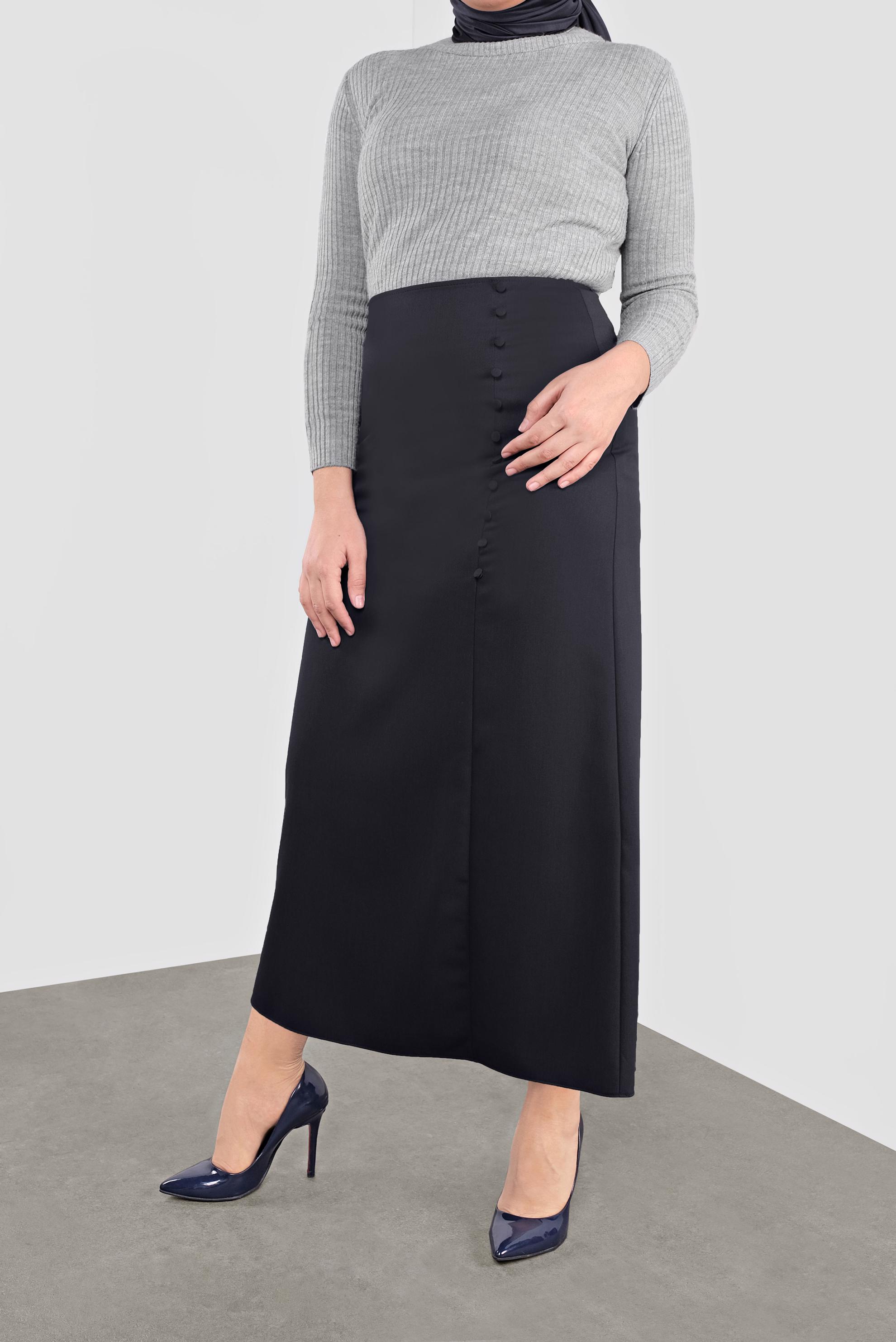 Hijab clothing NAVY BLUE BUTTONED SKIRT 60125 