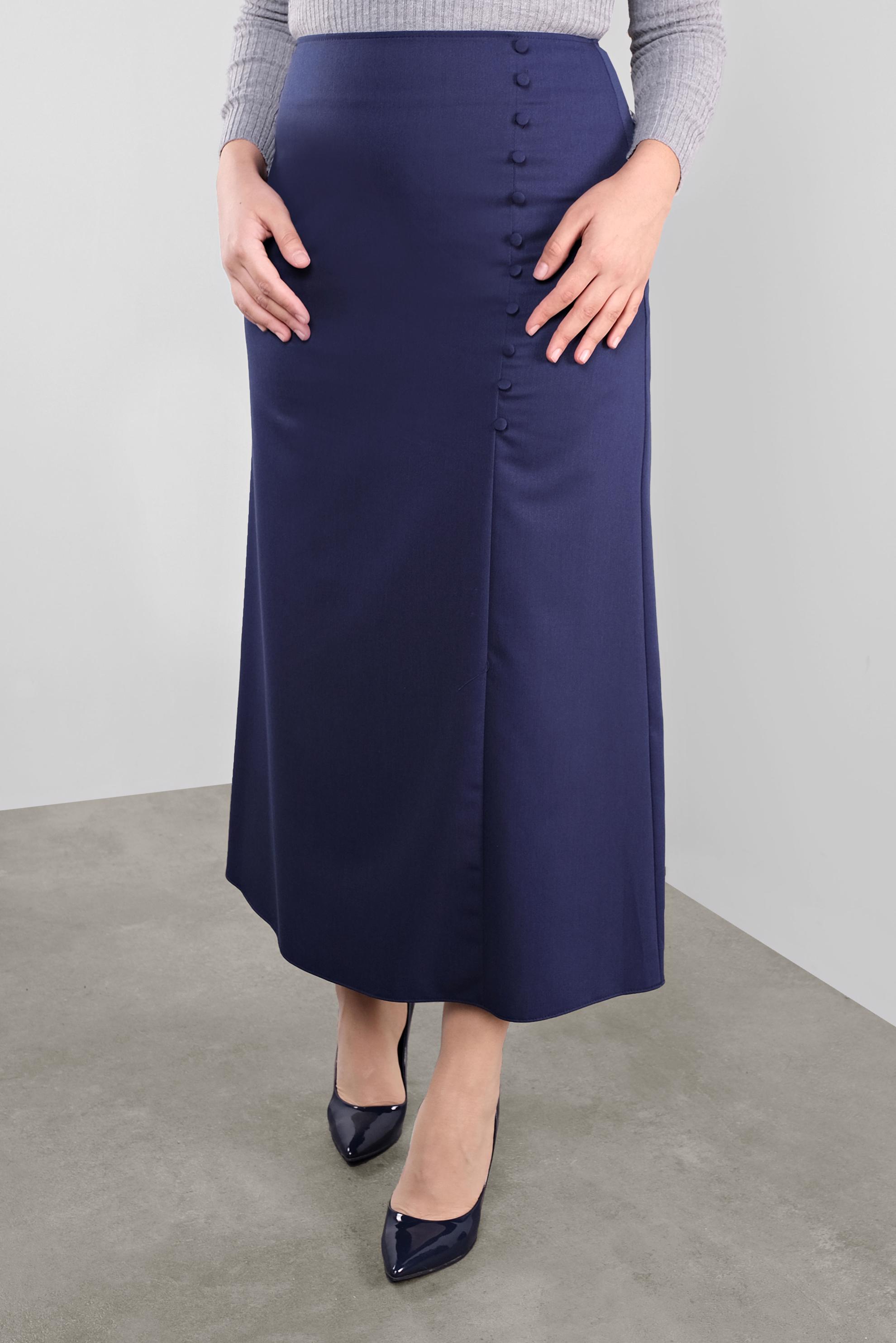 Tesettür giyim LACİVERT DÜĞME DETAYLI KLASİK ETEK 60125