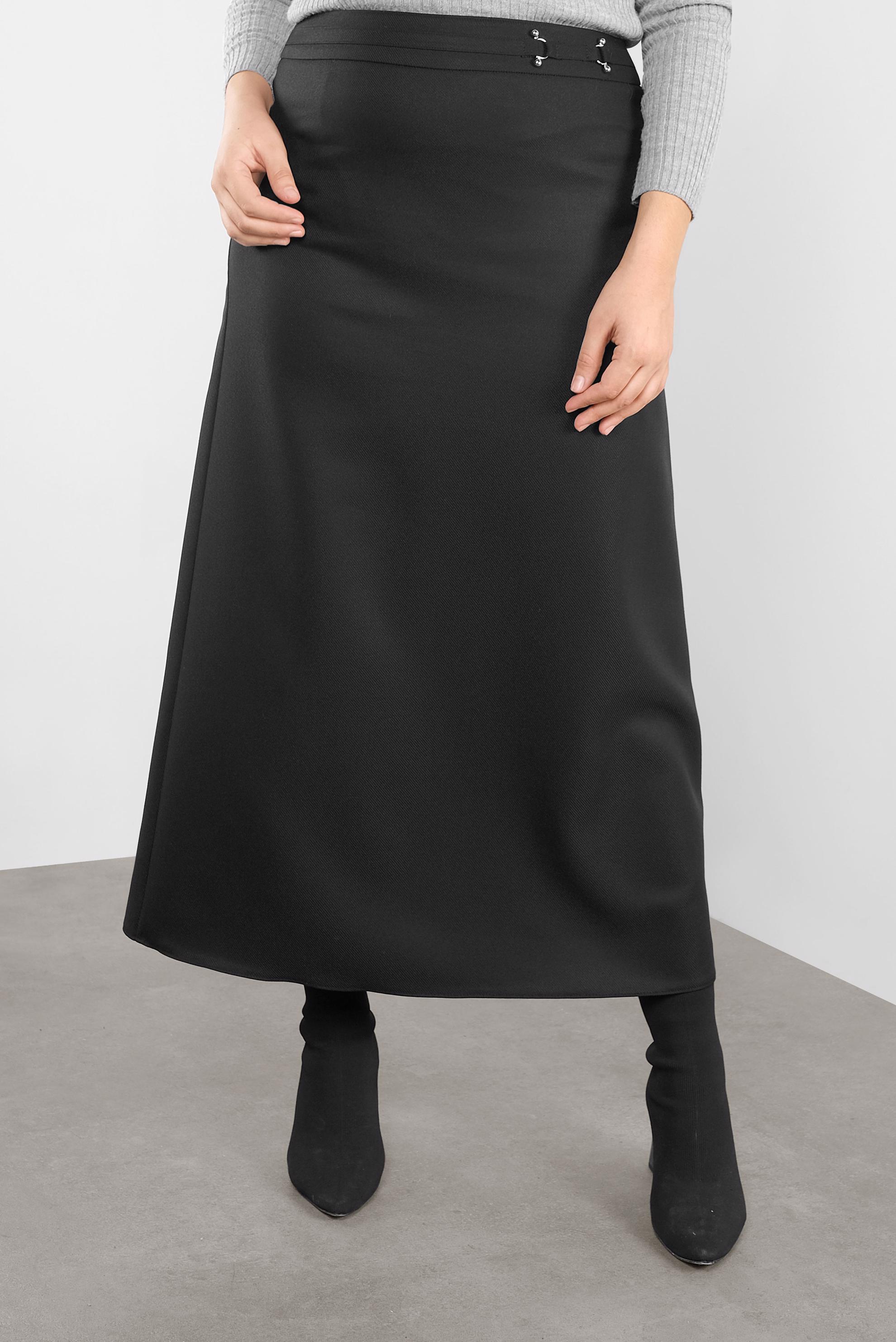 Tesettür giyim SİYAH METAL AKSESUARLI  ETEK  60126 