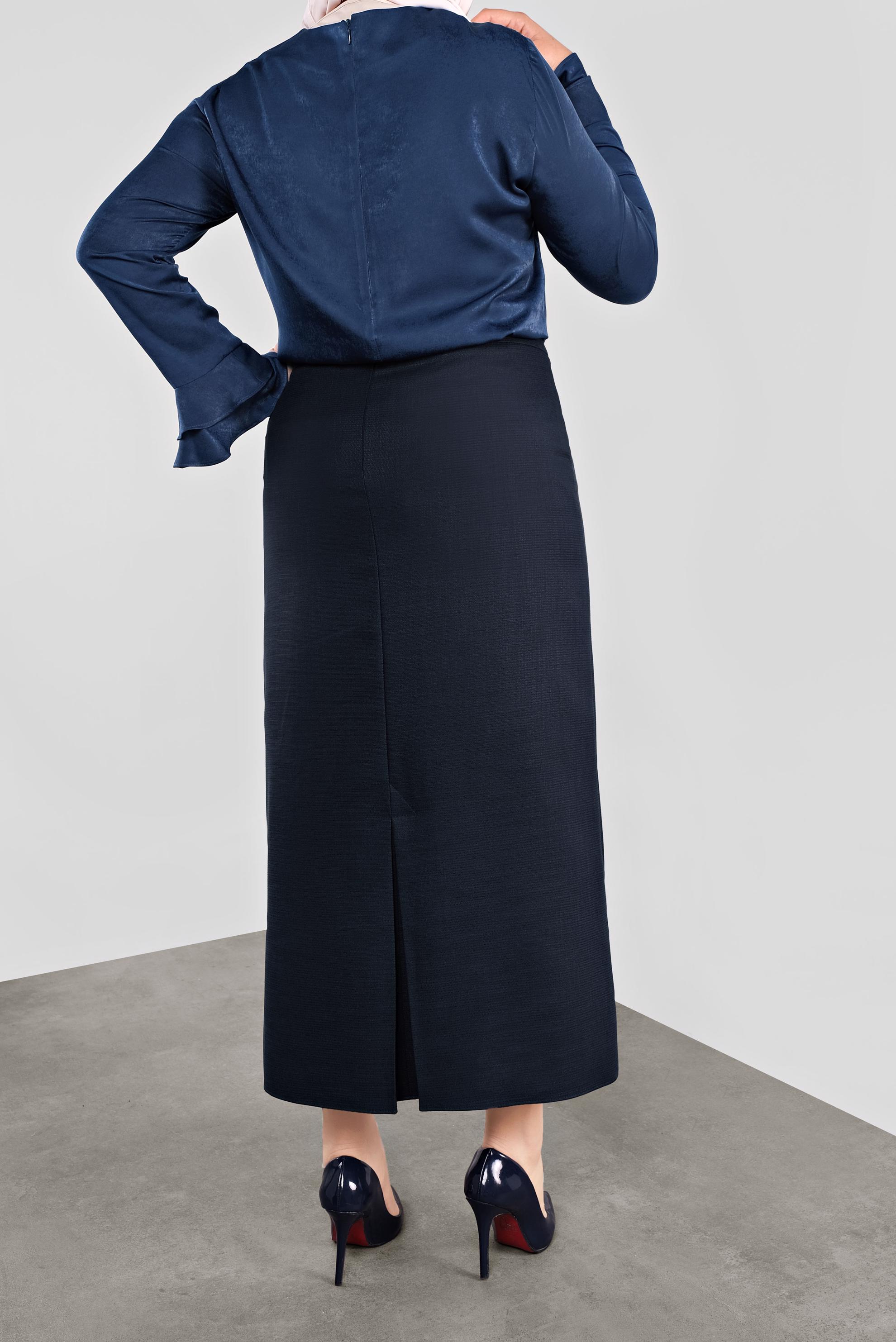 Tesettür giyim LACİVERT DÜĞME DETAYLI ETEK 60127