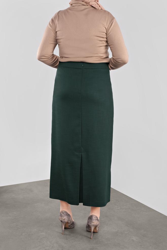 Tesettür giyim YEŞİL DÜĞME DETAYLI ETEK 60127 - ALVİNA