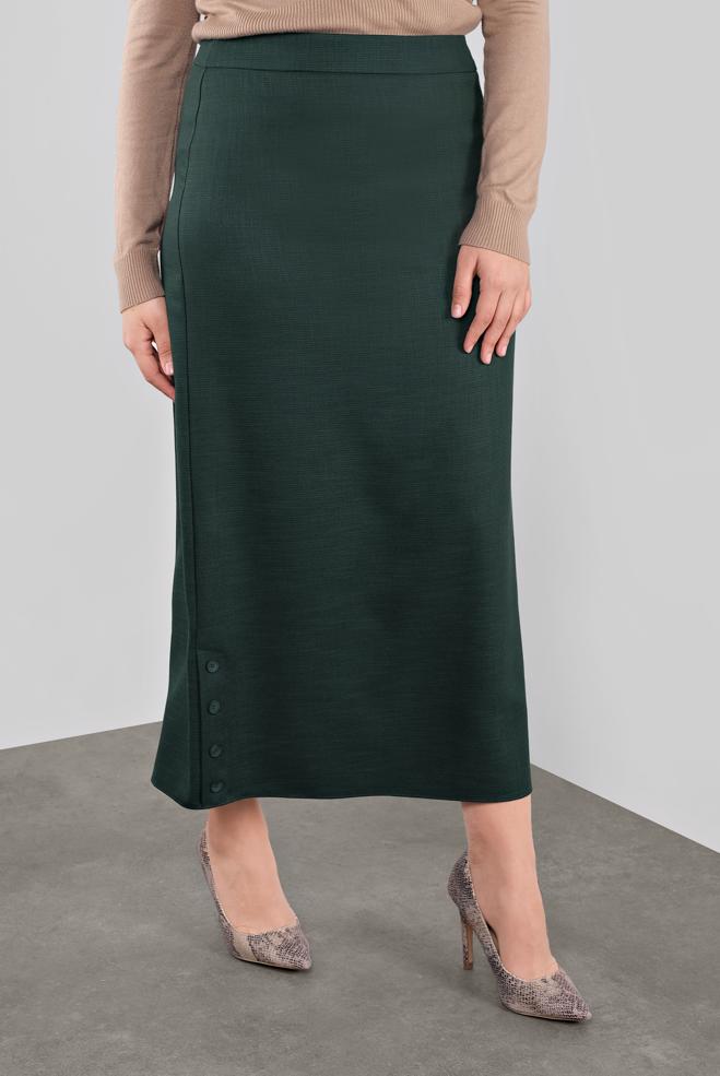 Tesettür giyim YEŞİL DÜĞME DETAYLI ETEK 60127 - ALVİNA