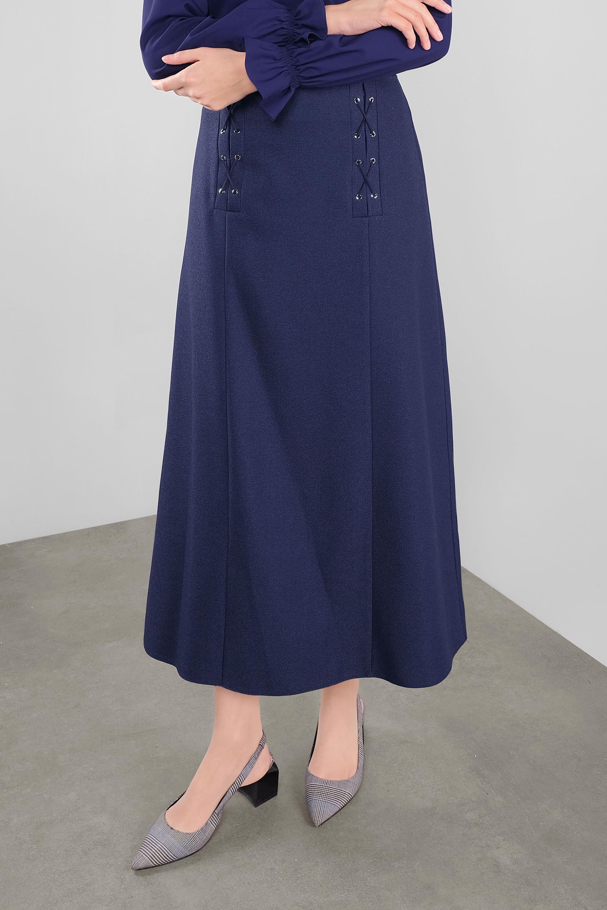 Tesettür giyim LACİVERT KUŞGÖZÜ DETAYLI A KESİM ETEK 60128 