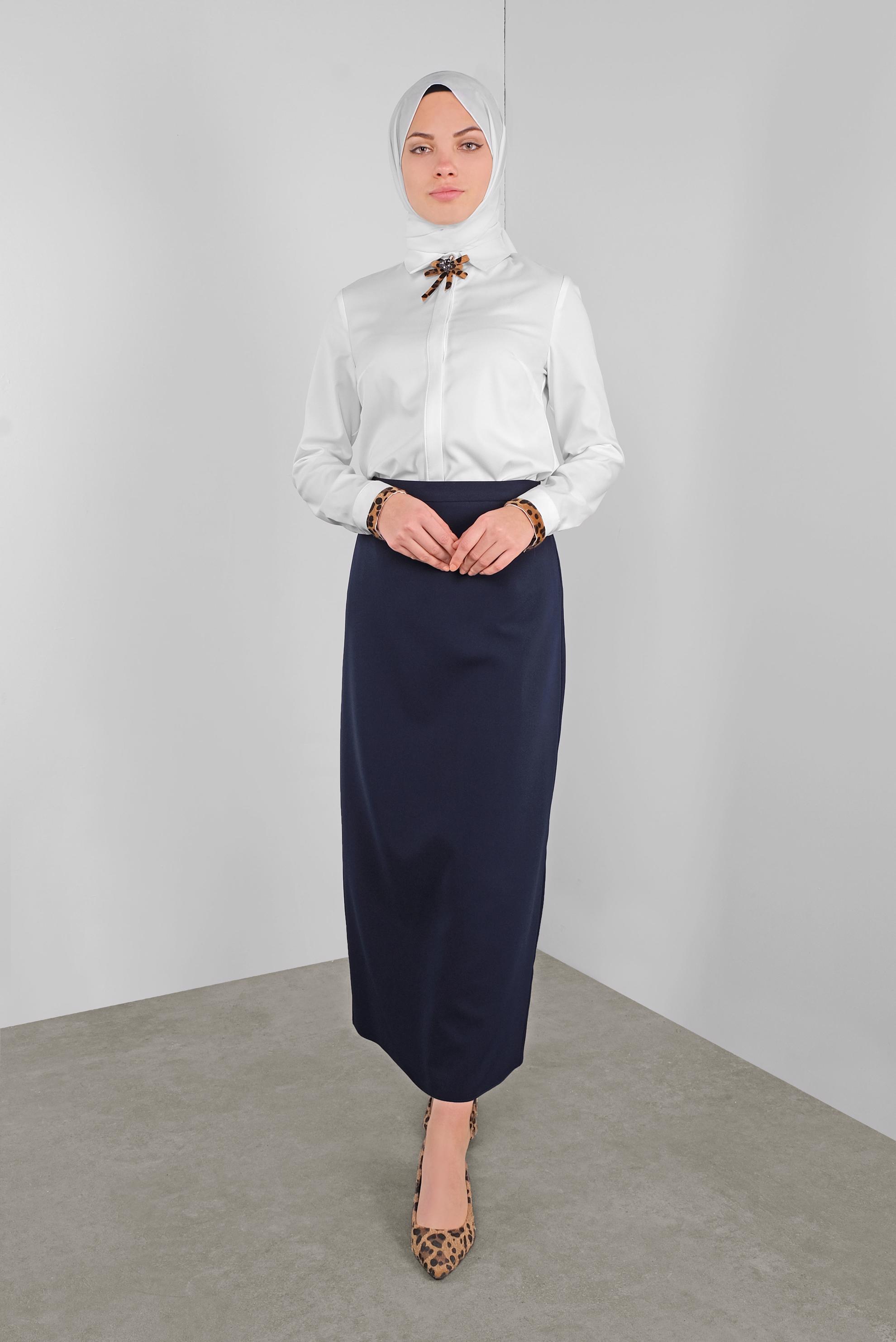 Tesettür giyim LACİVERT KALEM ETEK 60129 