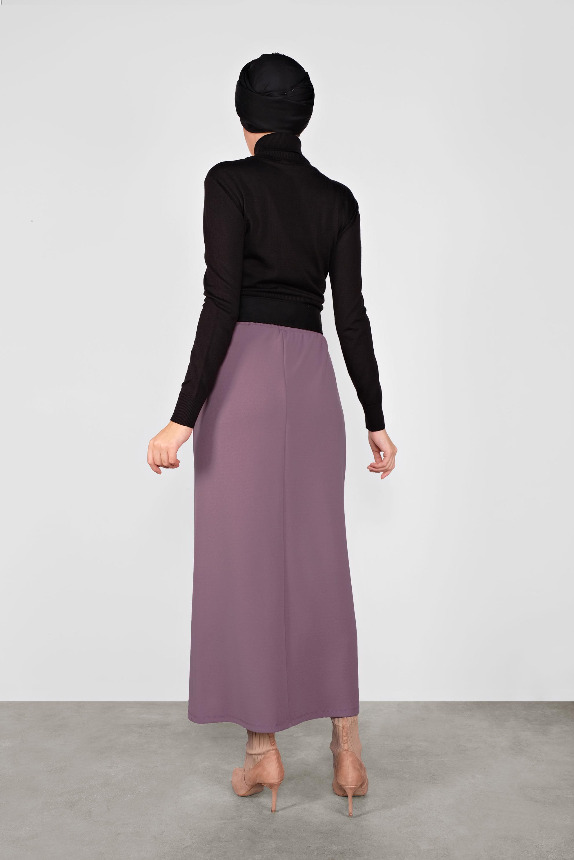 Tesettür giyim MOR BELİ LASTİKLİ KALEM ETEK 60130 
