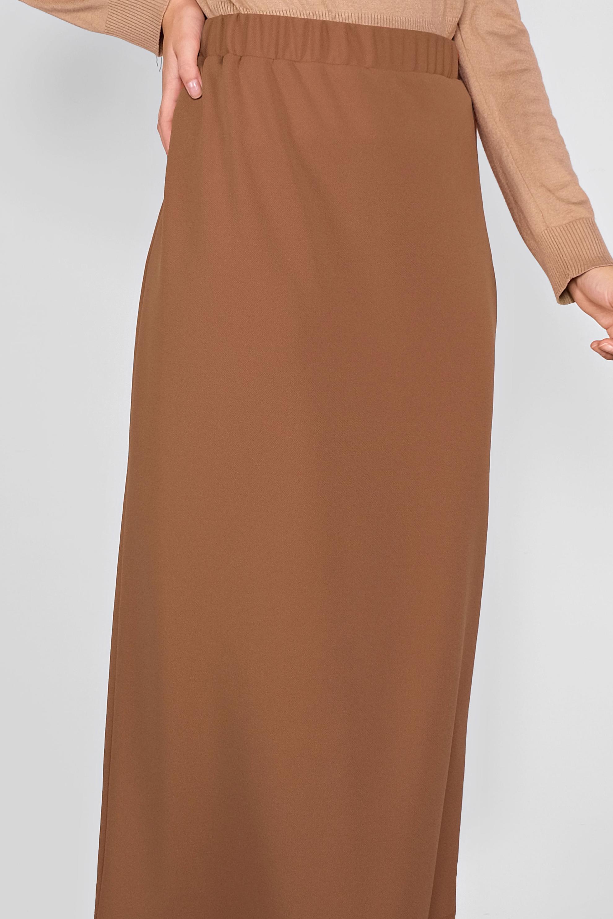 Tesettür giyim KAHVE BELİ LASTİKLİ KALEM ETEK 60130 