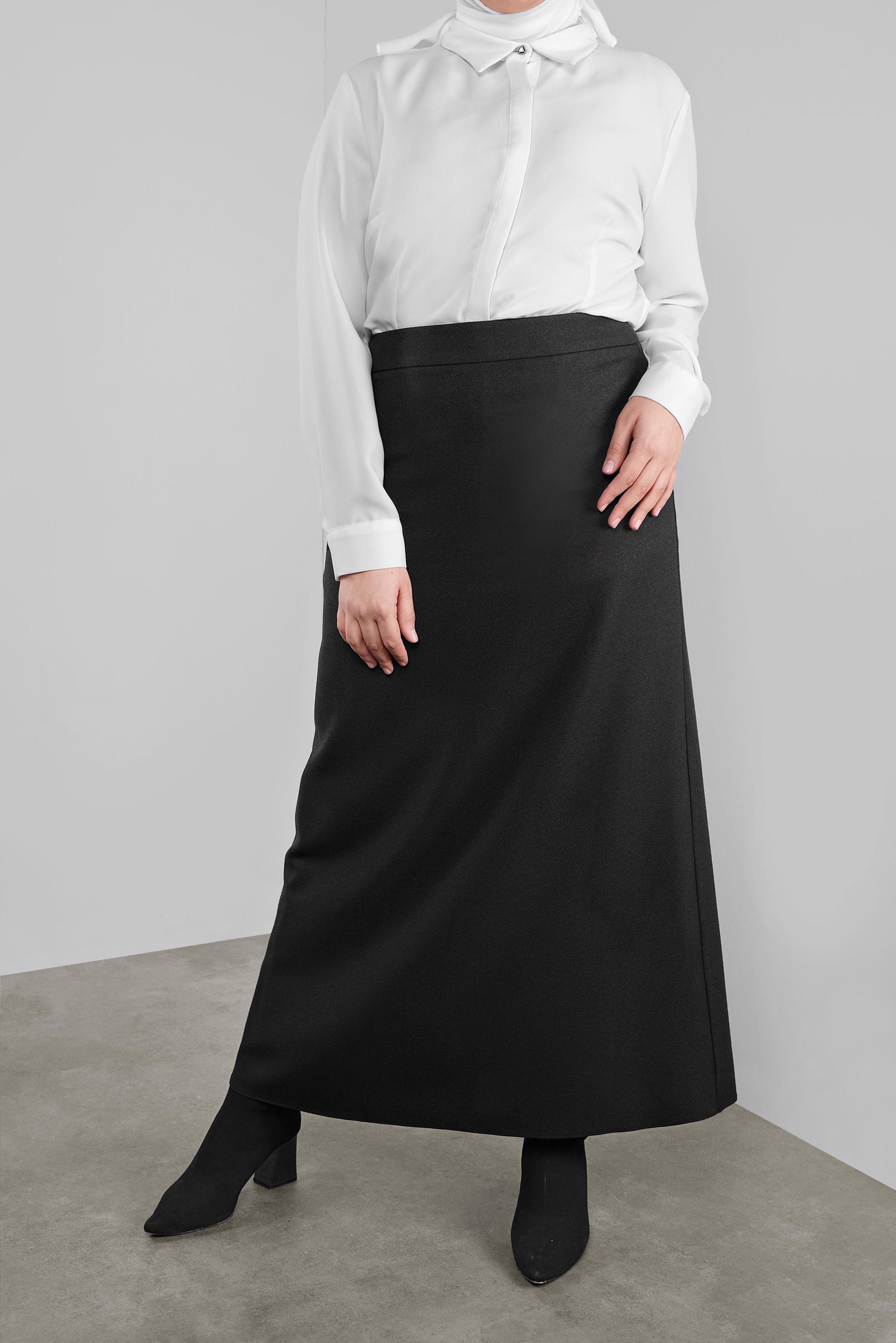 Hijab clothing BLACK ZIPPERED A CUT SKIRT 60132 