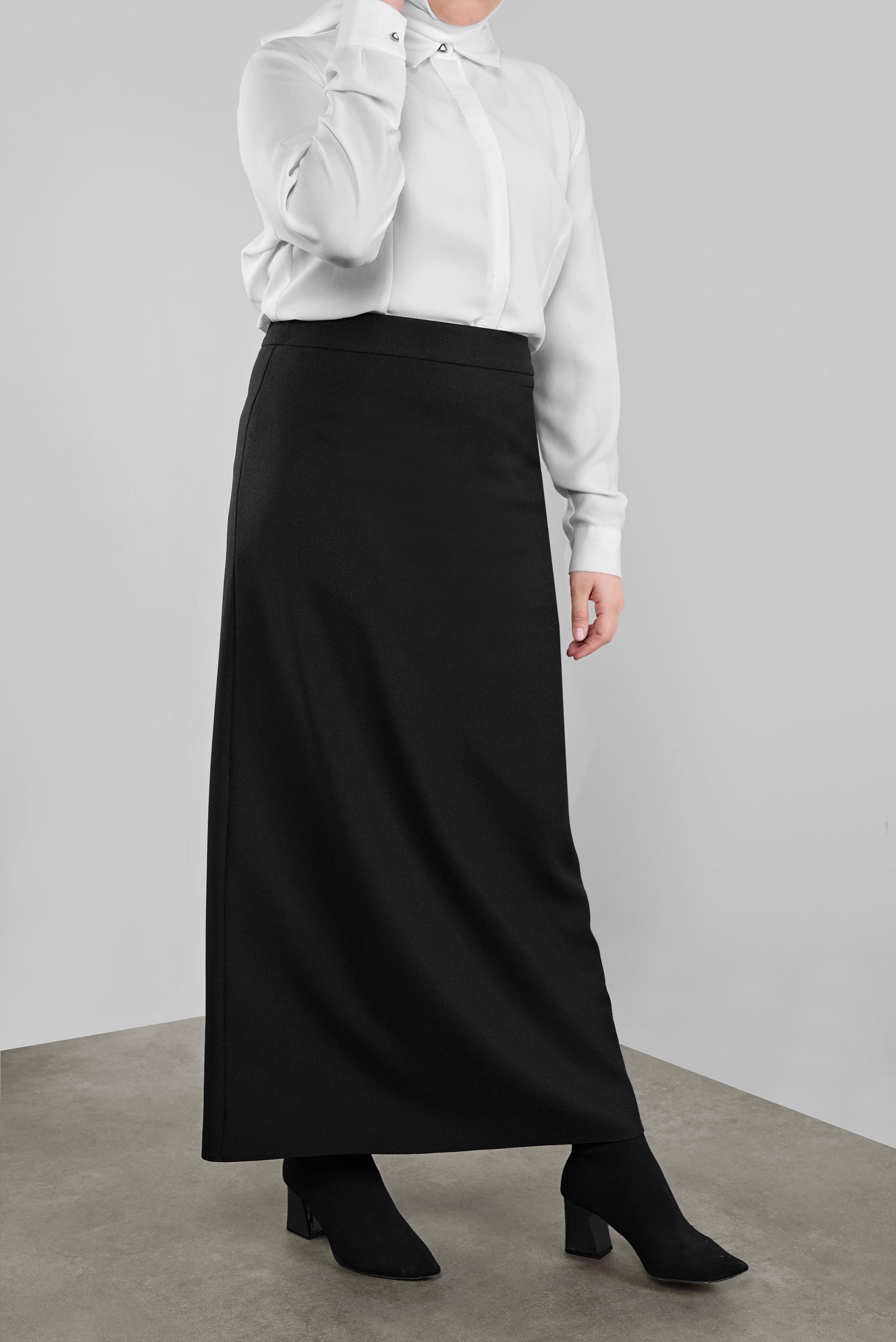 Hijab clothing BLACK ZIPPERED A CUT SKIRT 60132 