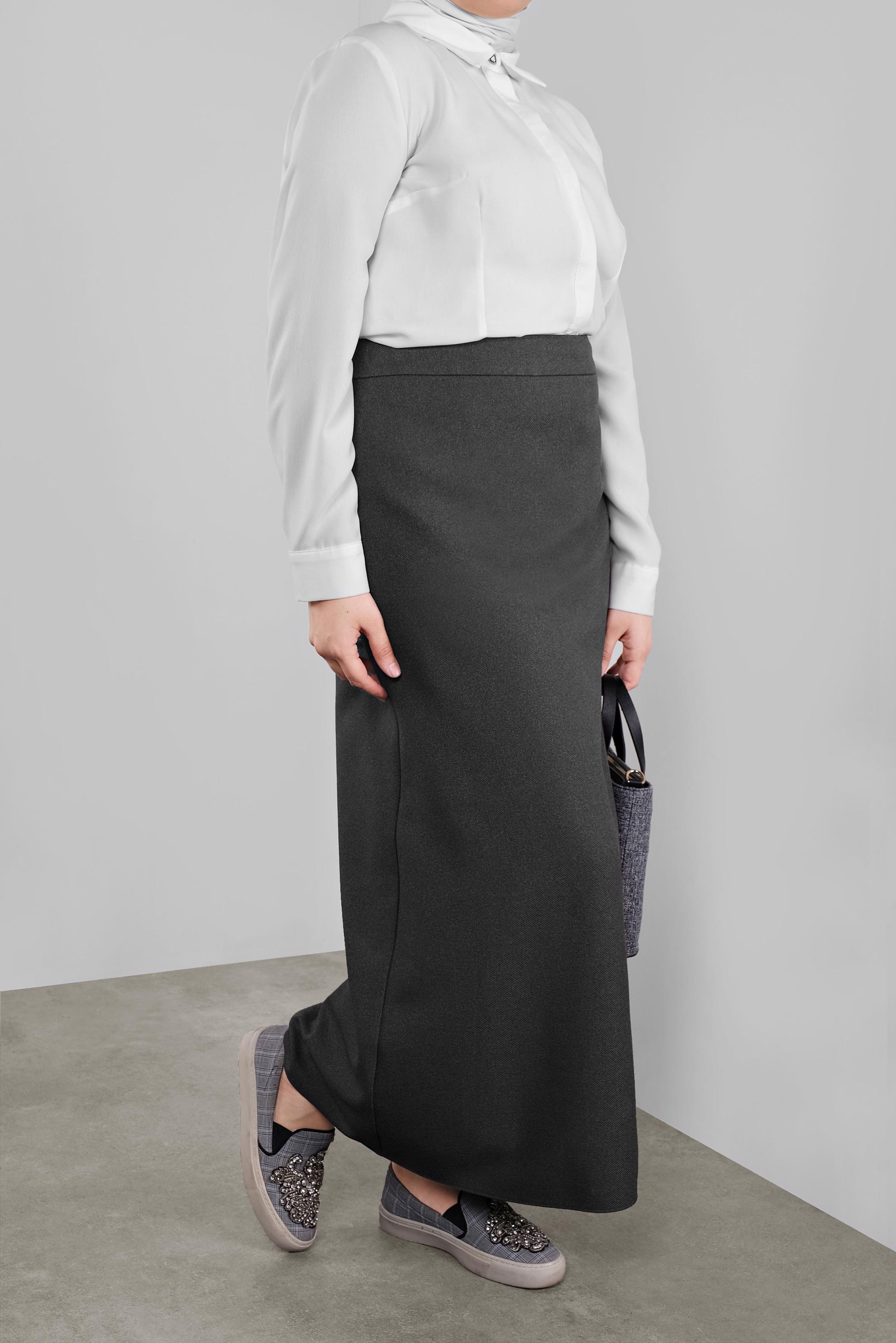 Hijab clothing GREY ZIPPERED A CUT SKIRT 60132 