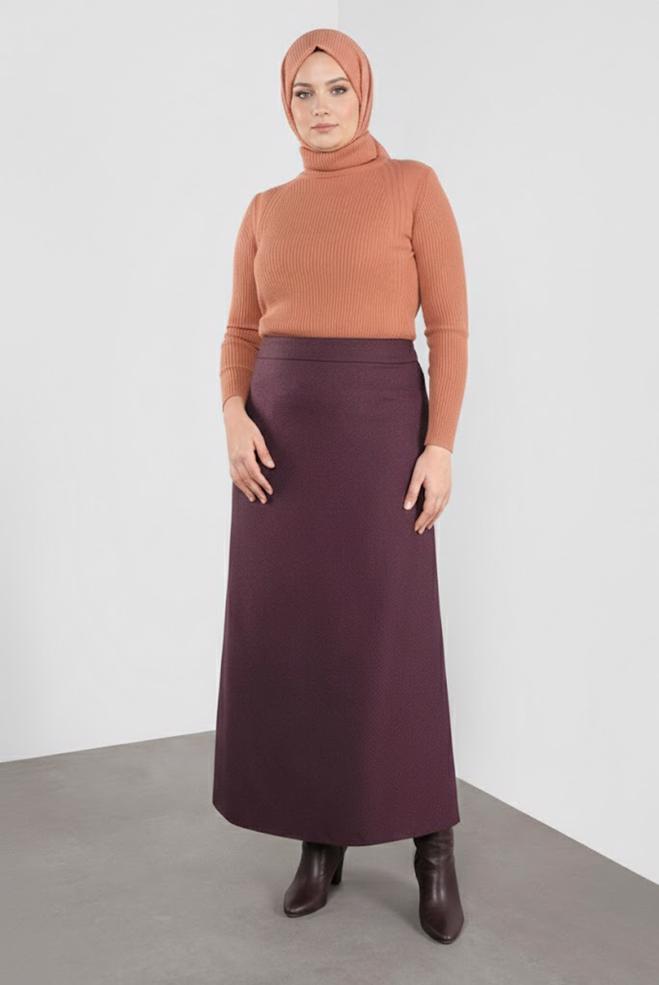Vêtements hijab PRUNE JUPE A COUPE ZIPPÉE 60132 - ALVİNA