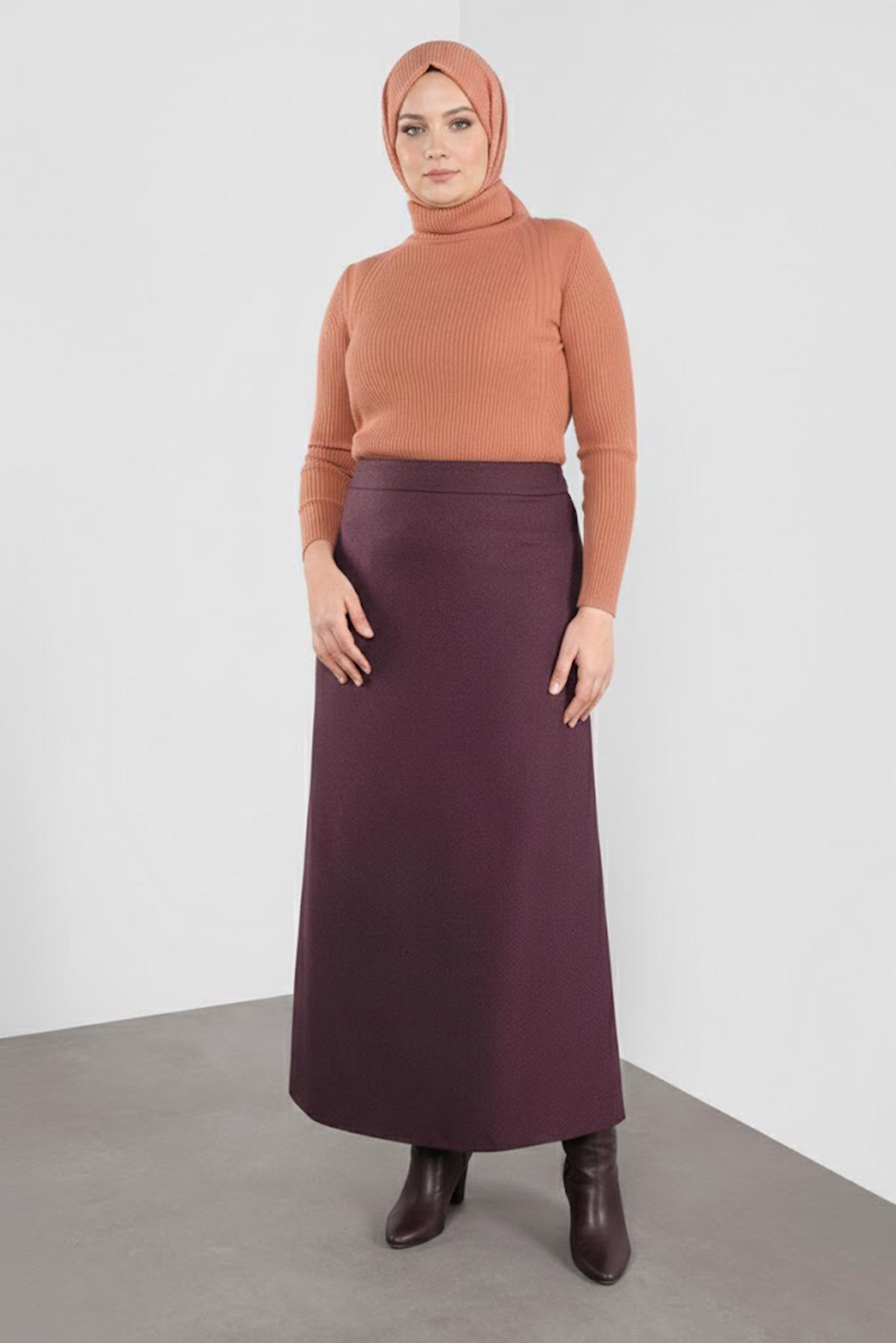 Tesettür giyim MÜRDÜM FERMUARLI A KESİM ETEK 60132	