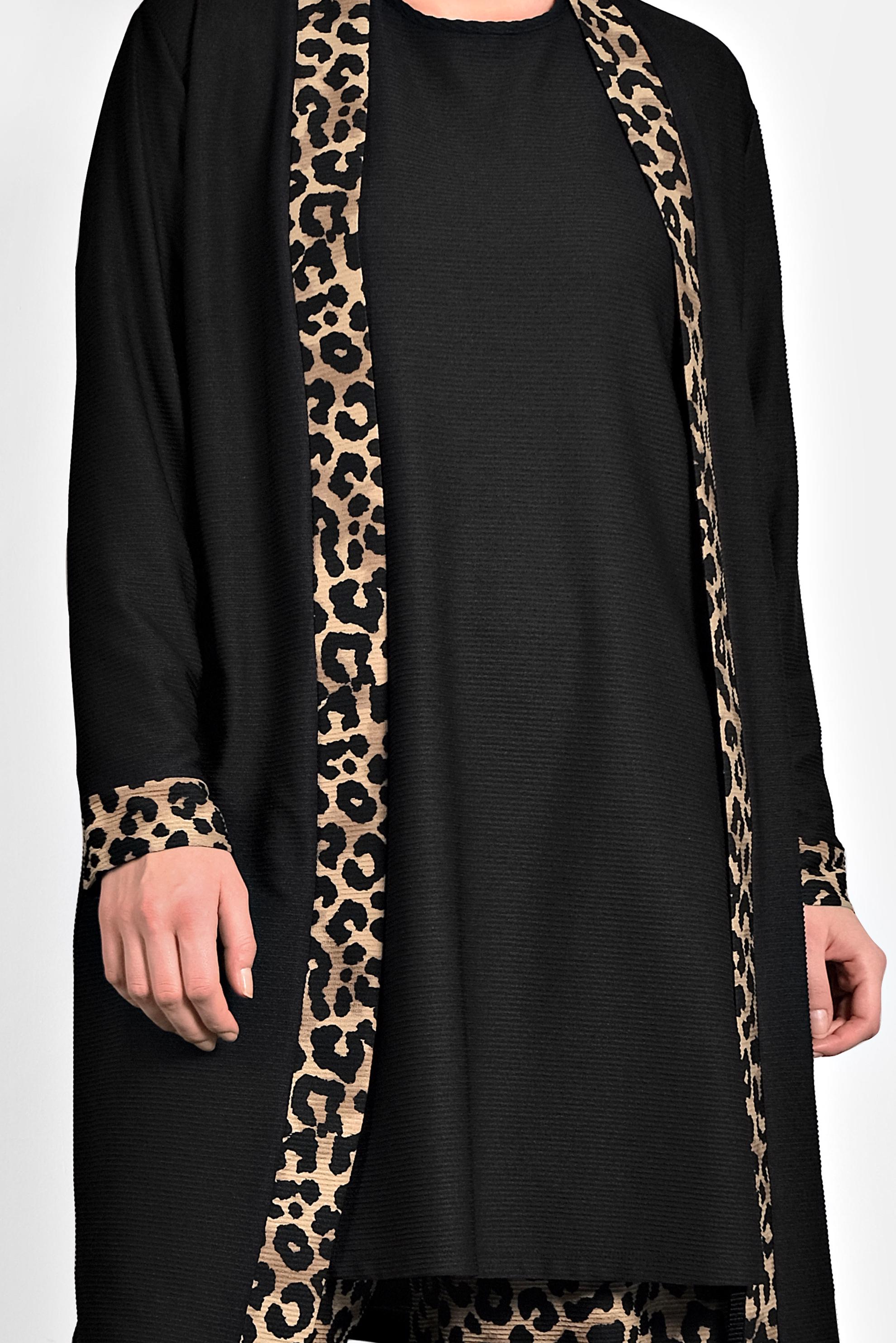 Tesettür giyim SİYAH LEOPAR DESENLİ HIRKA 20008 