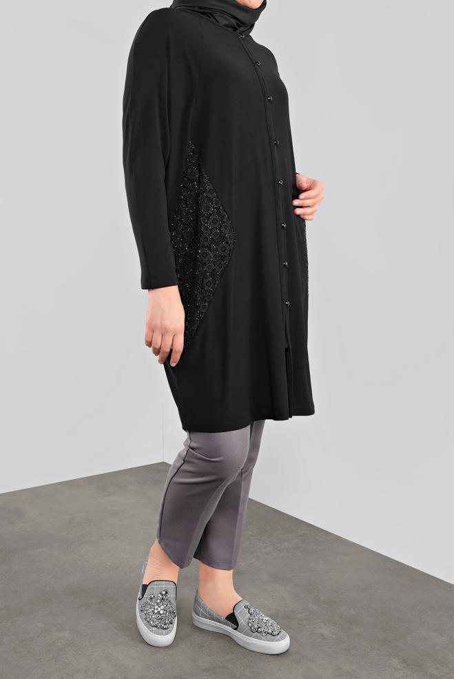 Vêtements hijab NOIR 20062 VİZONA HIRKA 44/48 TEK46 - ALVİNA