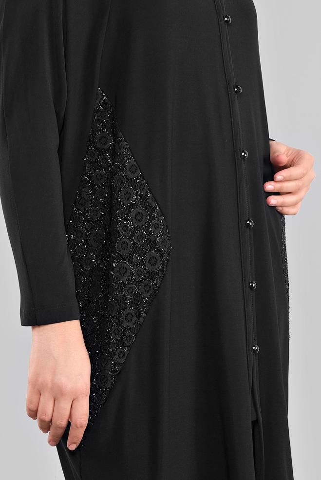 Vêtements hijab NOIR 20062 VİZONA HIRKA 44/48 TEK46 - ALVİNA