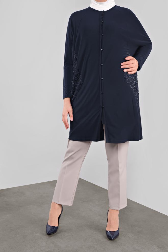 Vêtements hijab BLEU MARINE 20062 VİZONA HIRKA 44/48 TEK46 - ALVİNA