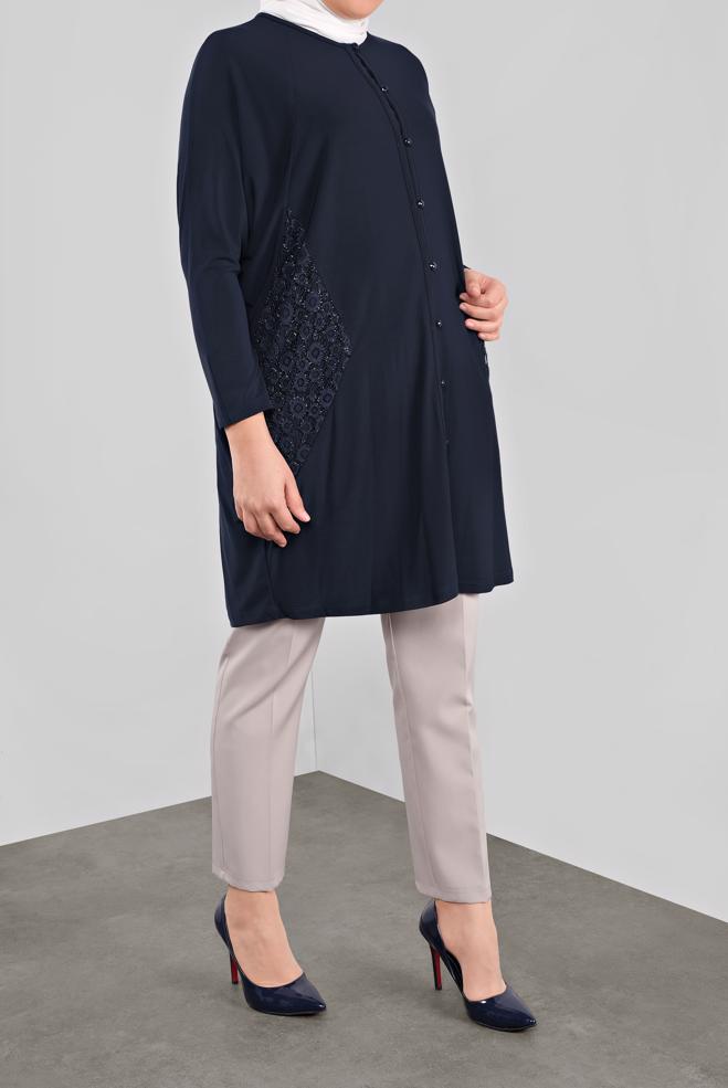 Vêtements hijab BLEU MARINE 20062 VİZONA HIRKA 44/48 TEK46 - ALVİNA