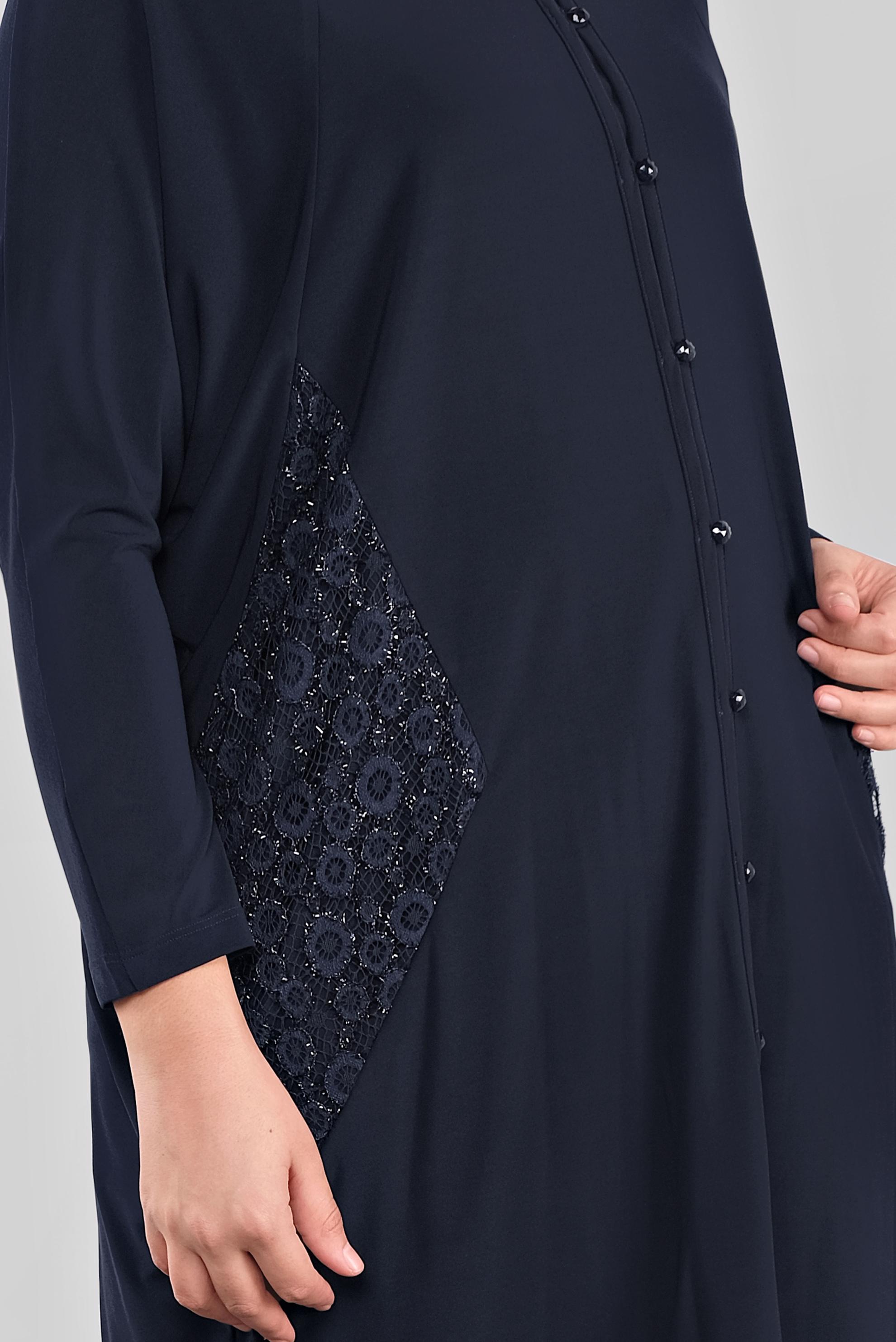 Tesettür giyim LACİVERT  DANTELLİ SİMLİ HIRKA 20062 